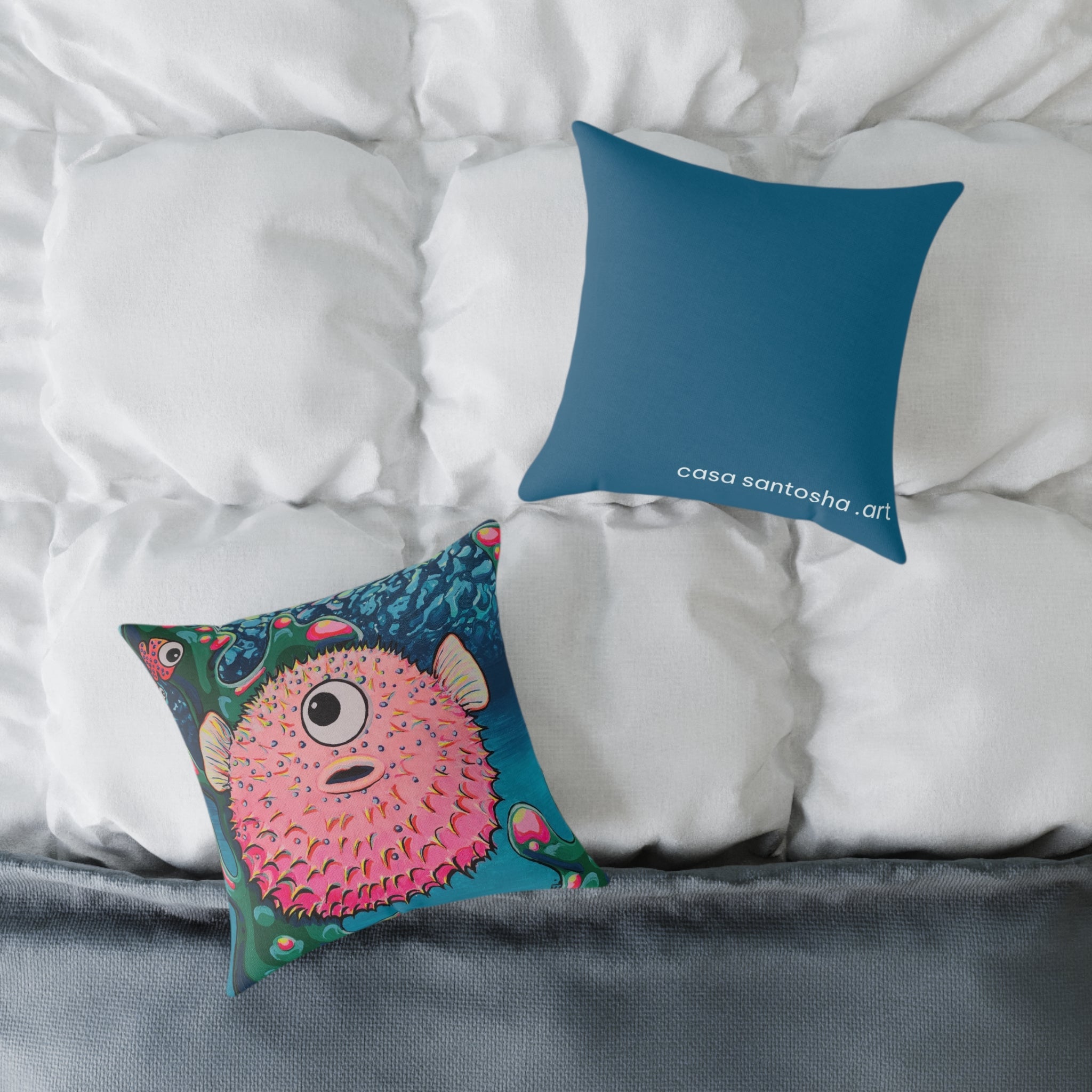 Cyclops Pufferfish Art Canvas Decorative Pillow