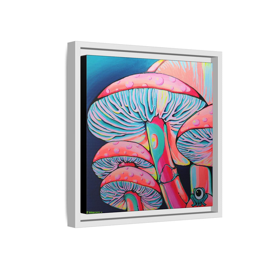 Framed Trippy Mushrooms Canvas Print