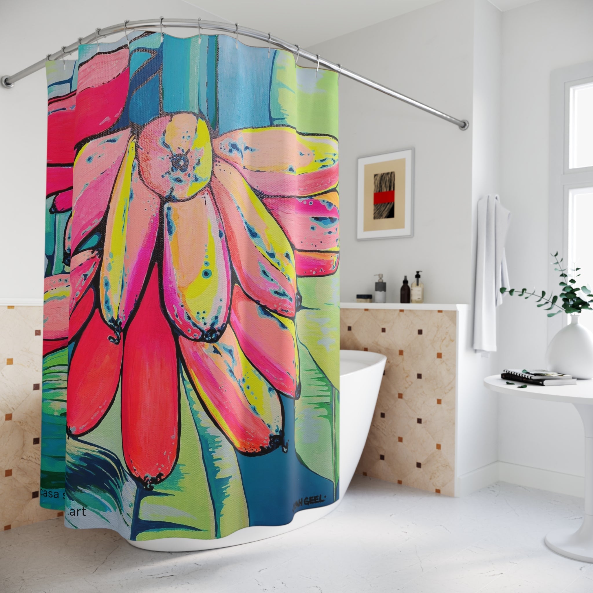 Neon Primitivo Bananas Pop Art Shower Curtain