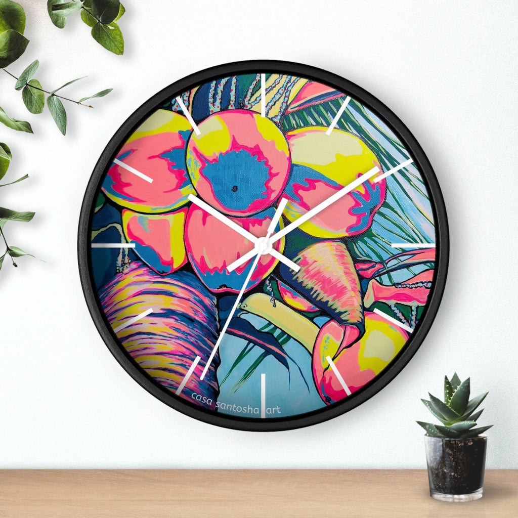 Neon Coconuts Pop Art Wall Clock