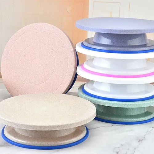 6-piece blue & multicolored cake decorating turntable set kitchen stand