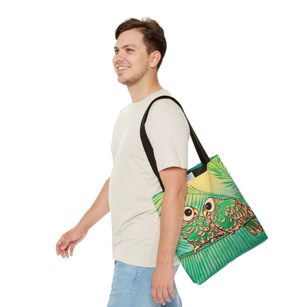 Premium Chatty Cyclops Parrots Tote Bag, Original Artist Design, Reusable Shopping Tote,  Eco-Friendly