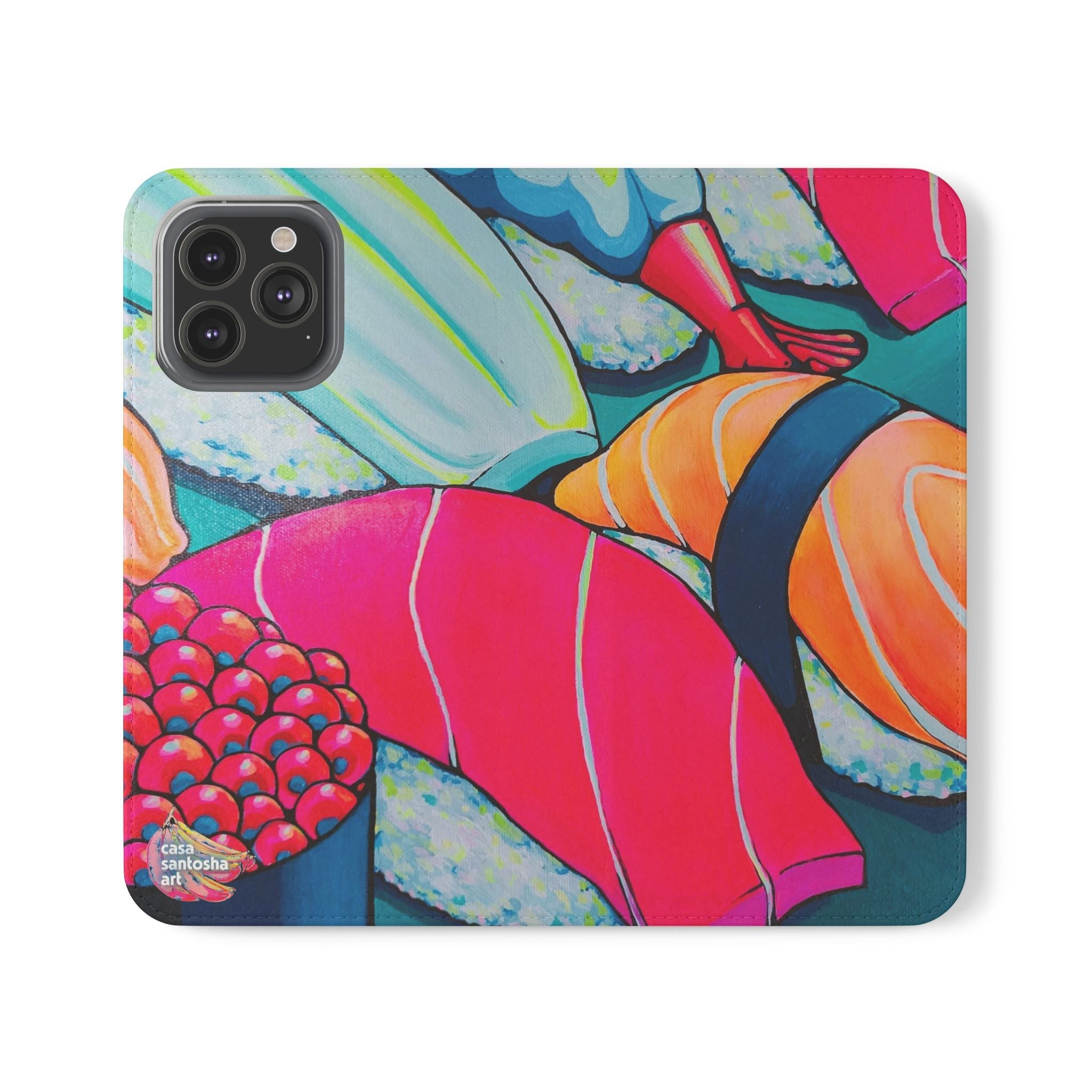 Neon Sushi Flip Phone Case – Wallet Cover with Card Slots