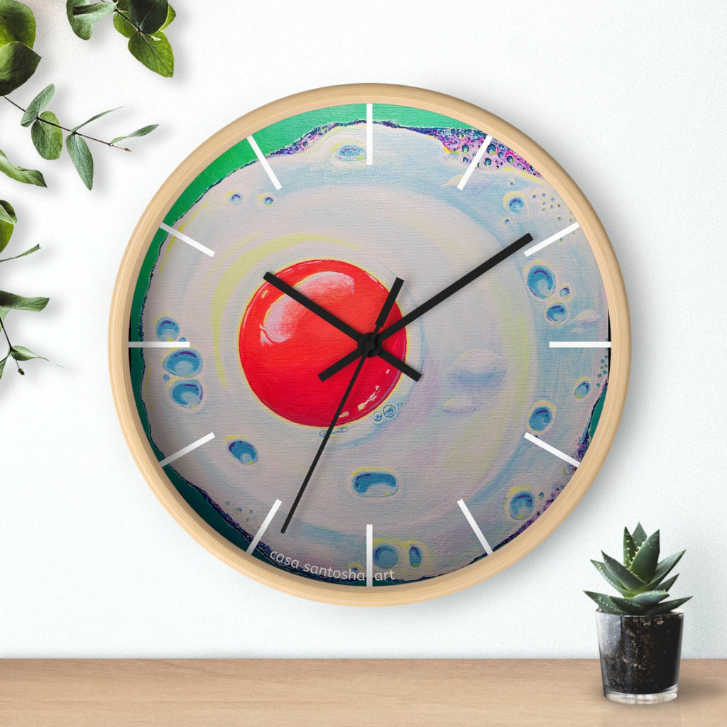 Neon Fried Egg Pop Art Wall Clock