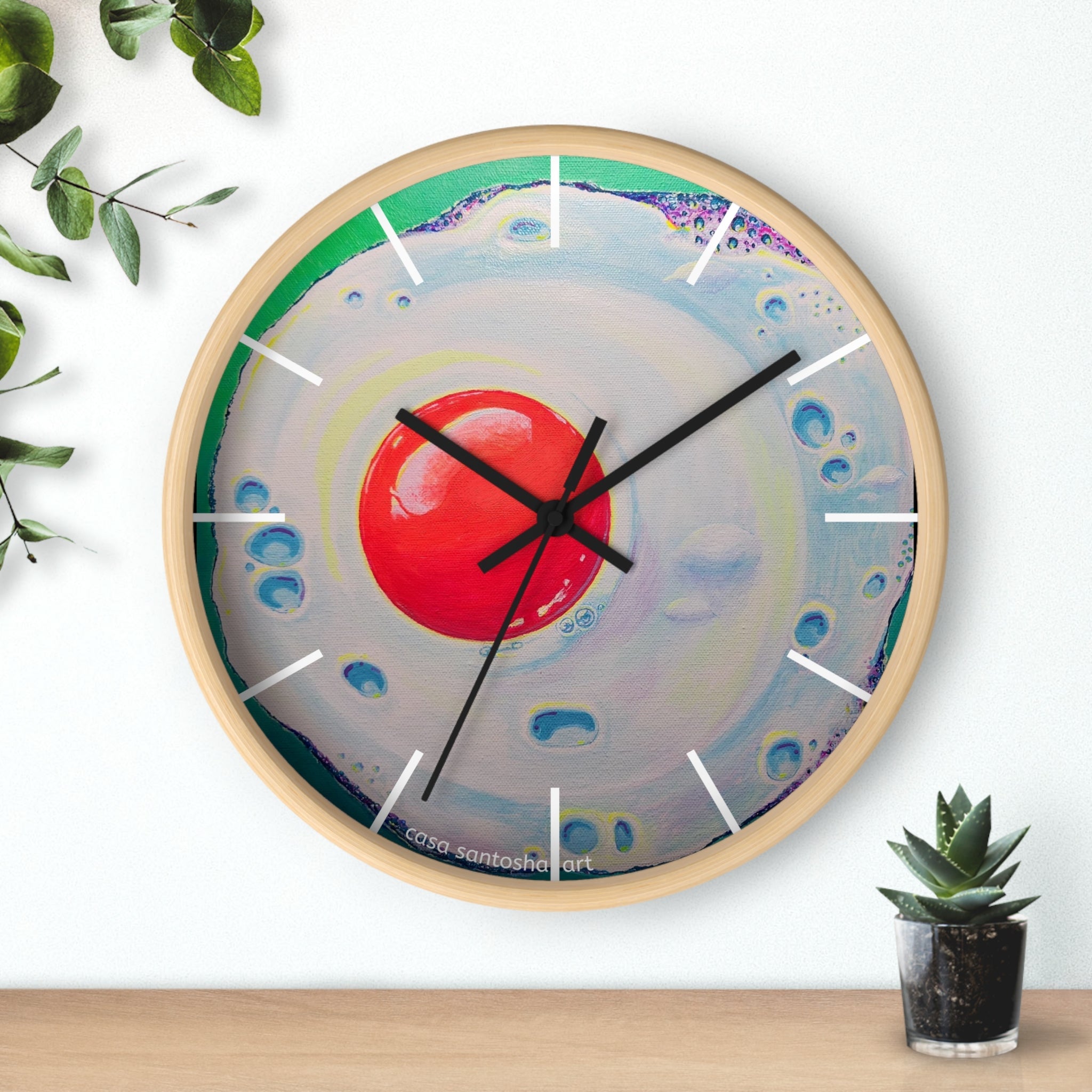 Neon Fried Egg Pop Art Wall Clock