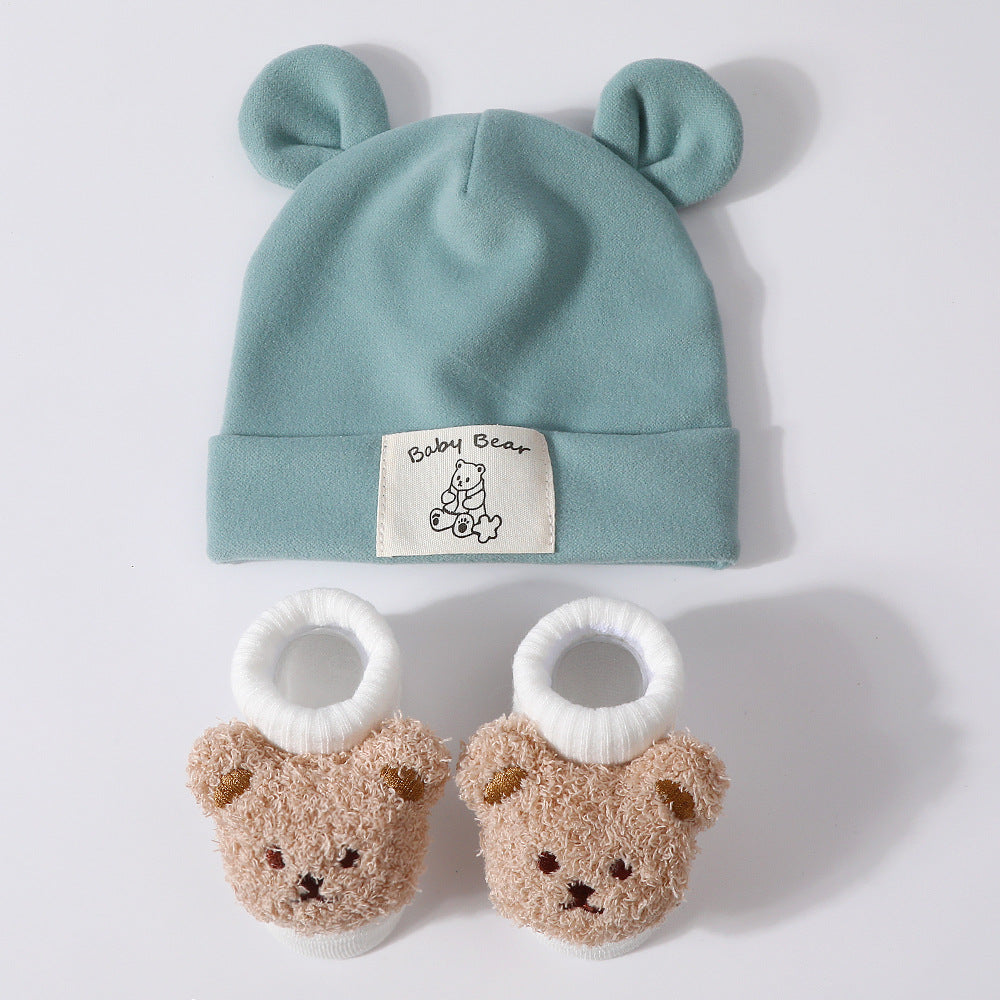 Baby Rabbit Ear Cap and Knitted Socks Set