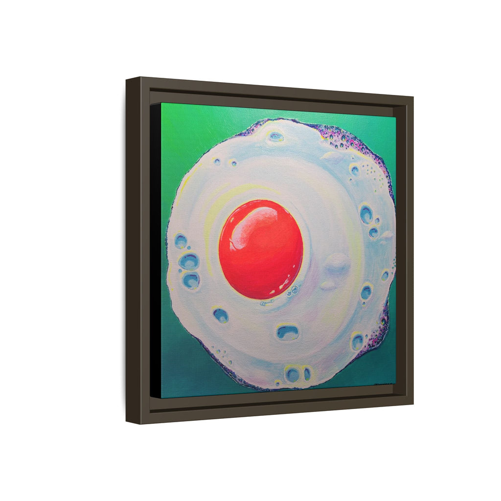 Framed Neon Fried Egg Canvas Print