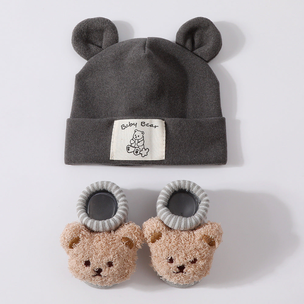 Baby Rabbit Ear Cap and Knitted Socks Set