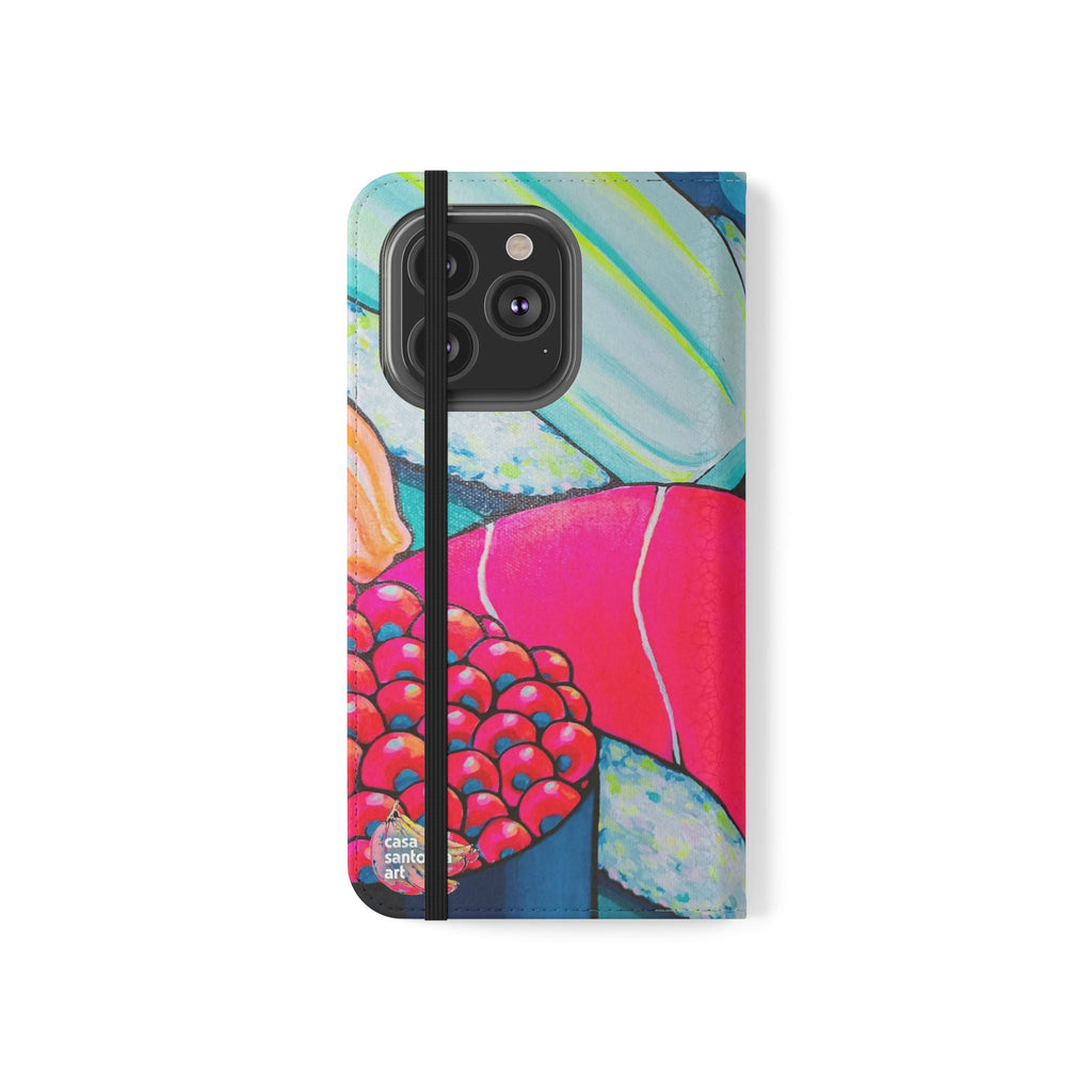 Neon Sushi Flip Phone Case – Wallet Cover with Card Slots