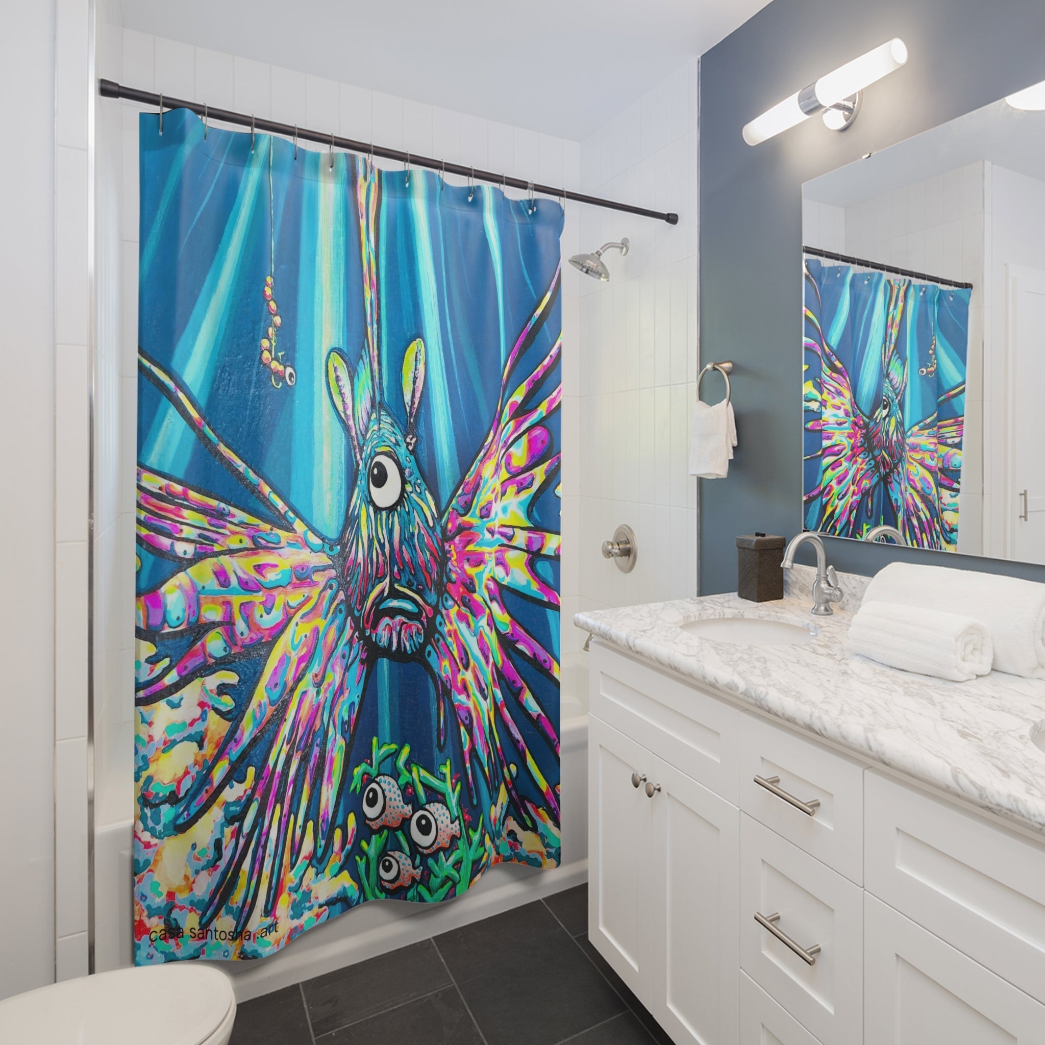 Cyclops Lionfish Pop Art Shower Curtain