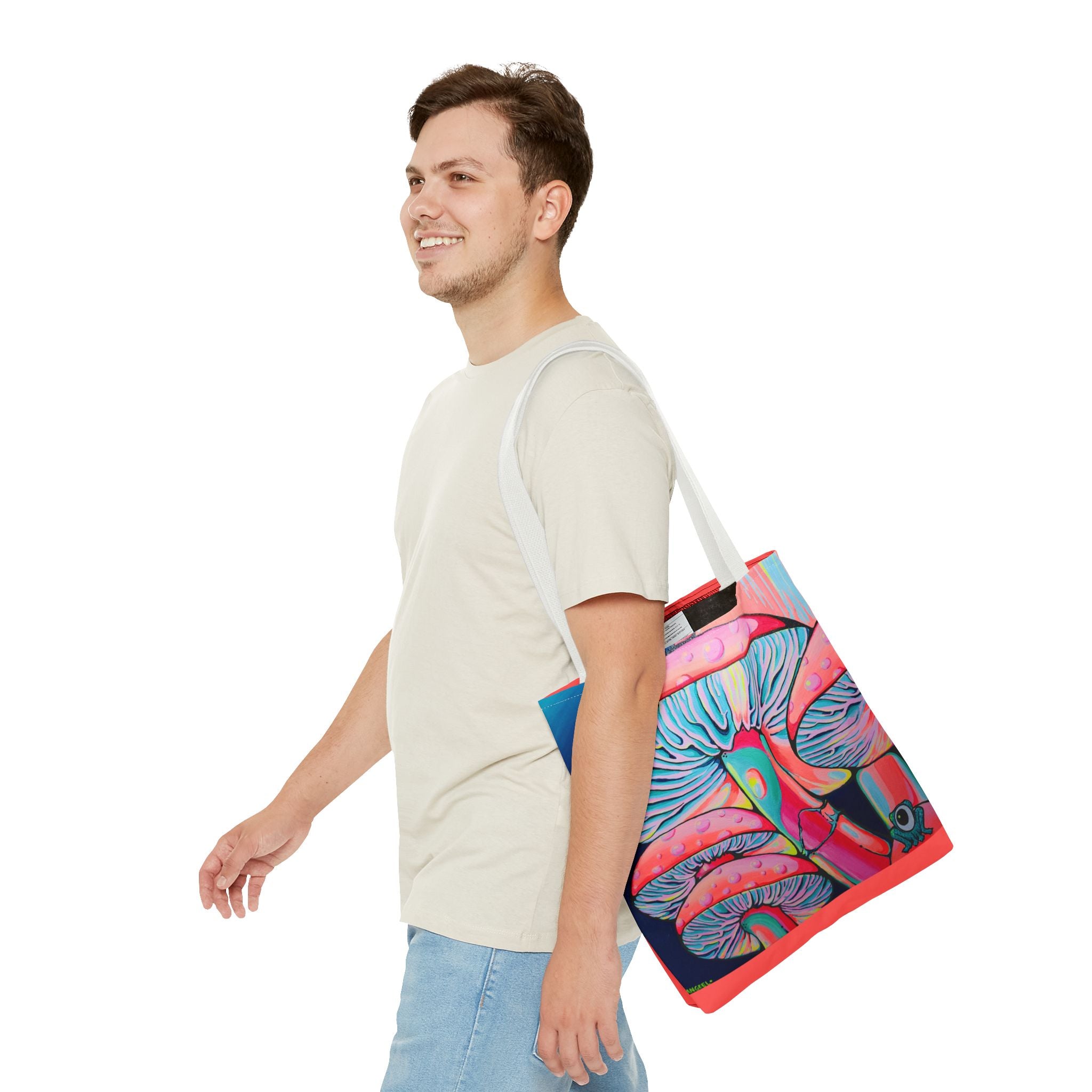 Premium Trippy Mushrooms Tote Bag, Original Artist Design, Reusable Shopping Tote, Eco-Friendly