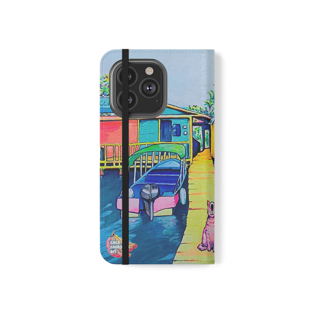 Cyclops Cat and Dog in Bocas Flip Phone Case – Wallet Cover with Card Slots