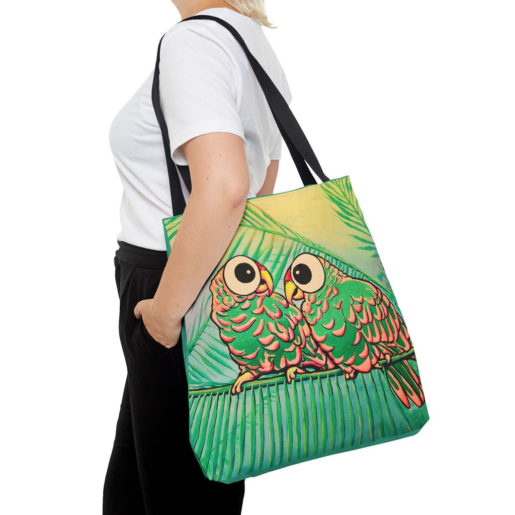 Premium Chatty Cyclops Parrots Tote Bag, Original Artist Design, Reusable Shopping Tote,  Eco-Friendly