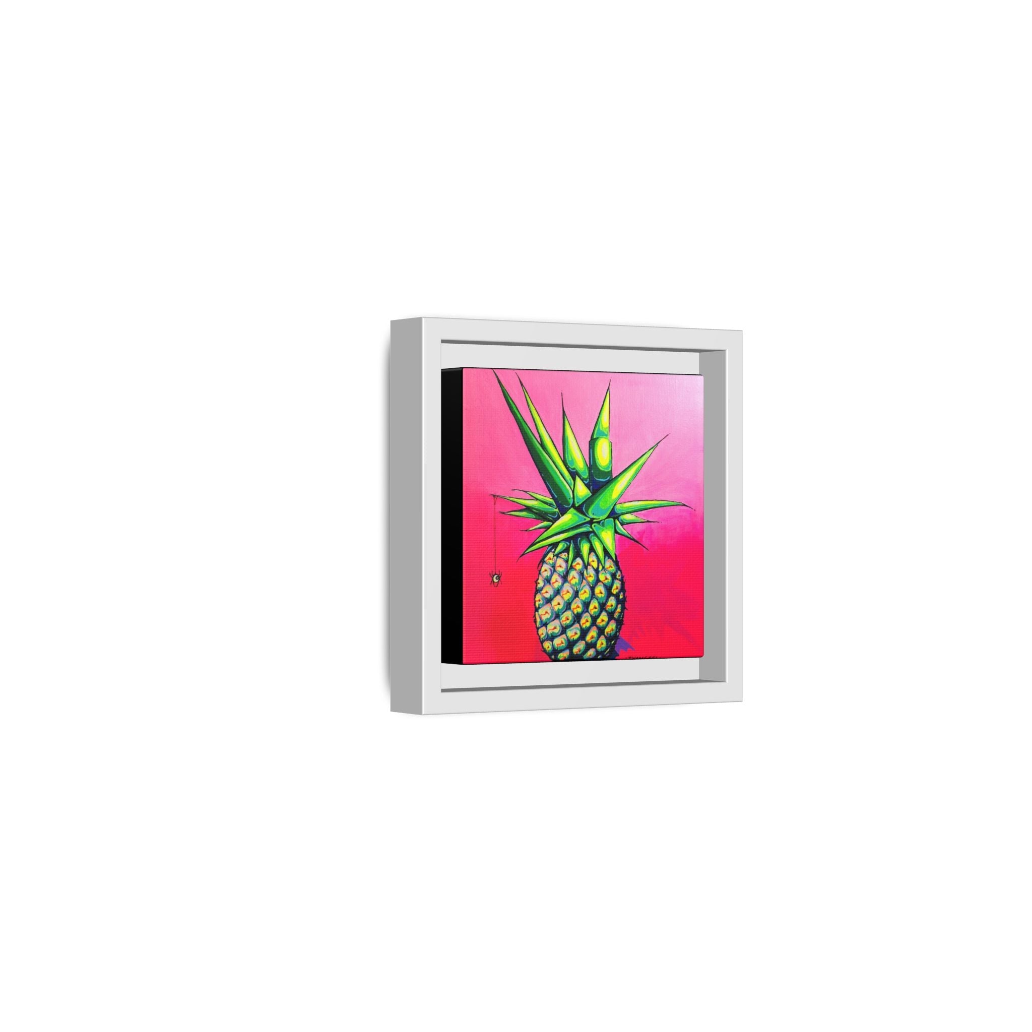 Framed Neon Pineapple Canvas Print