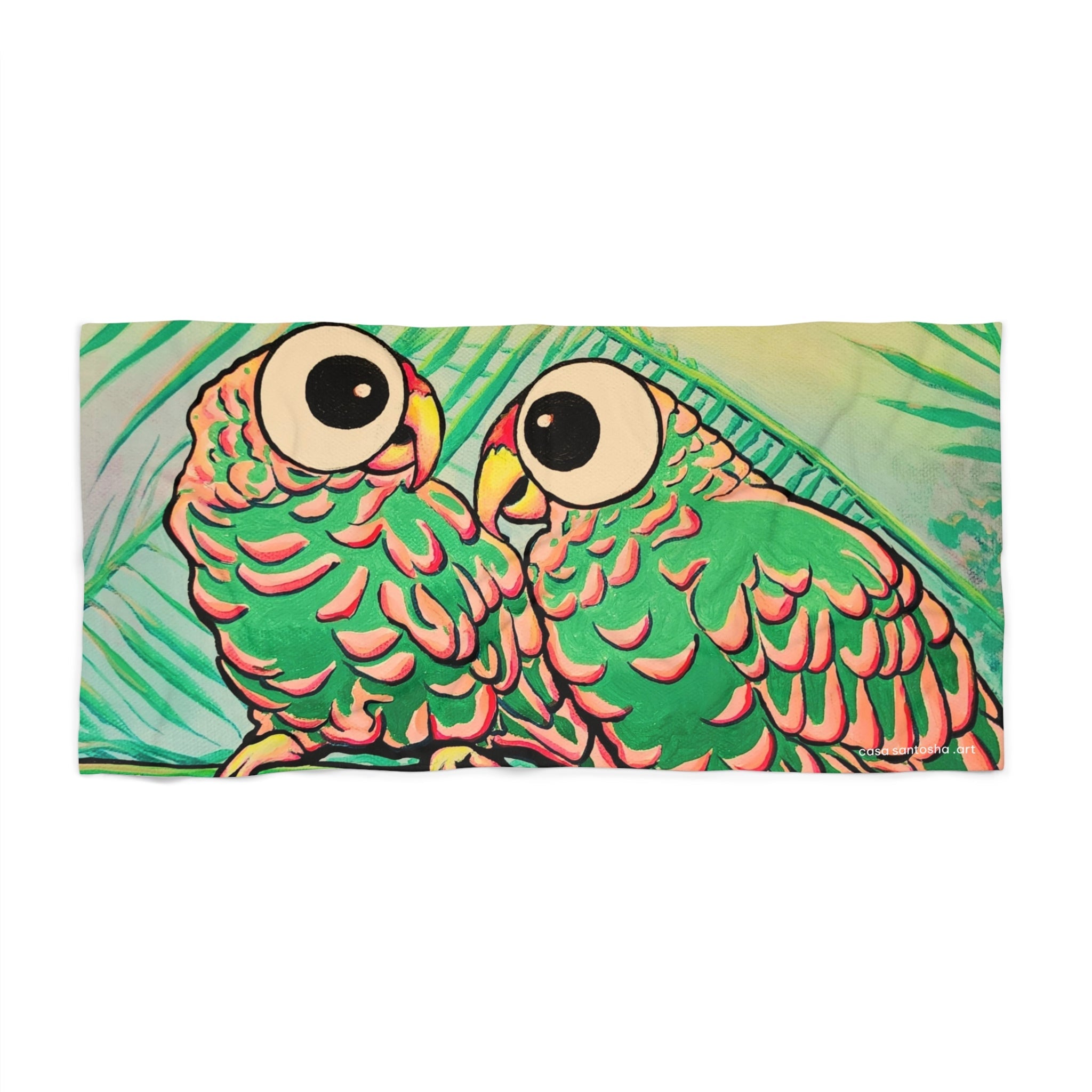 Chatty Cyclops Parrots Beach Towel for Summer Fun and Vacation Essentials
