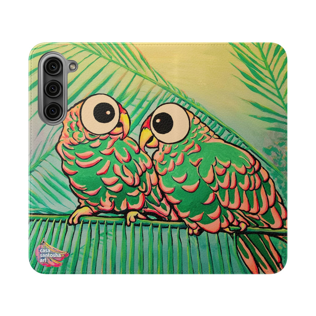 Chatty Cyclops Parrots Flip Phone Case – Wallet Cover with Card Slots