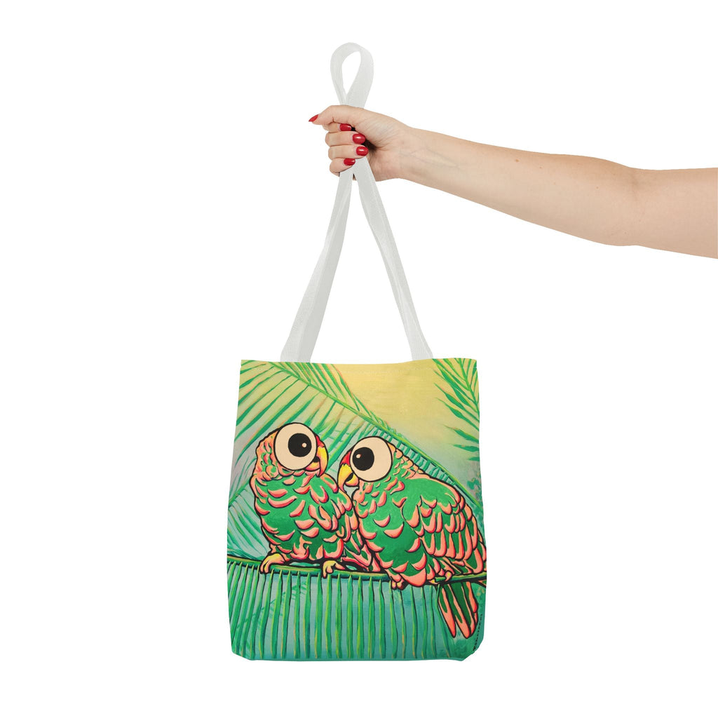 Premium Chatty Cyclops Parrots Tote Bag, Original Artist Design, Reusable Shopping Tote,  Eco-Friendly