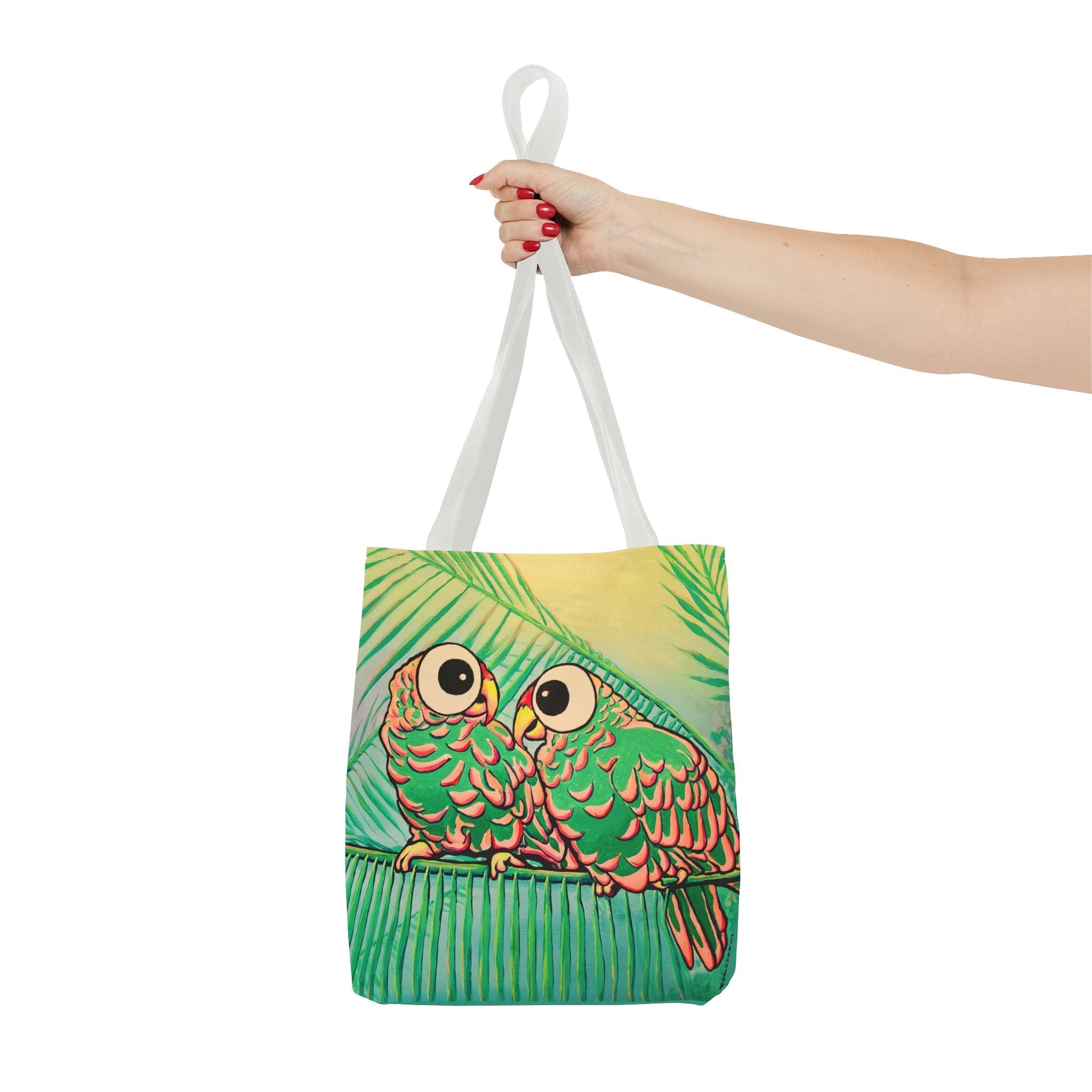 Premium Chatty Cyclops Parrots Tote Bag, Original Artist Design, Reusable Shopping Tote,  Eco-Friendly