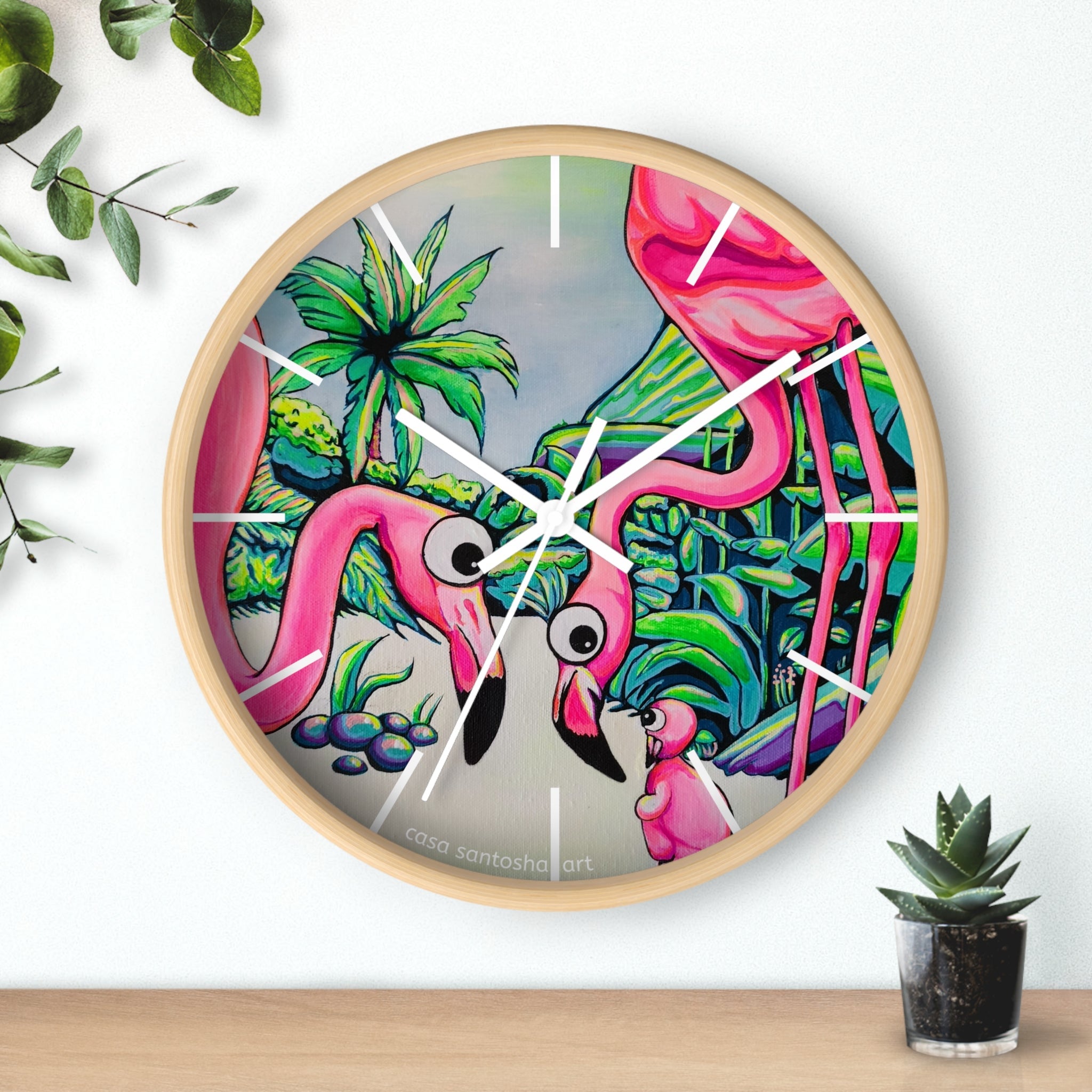 Cyclops Flamingo Family Pop Art Wall Clock