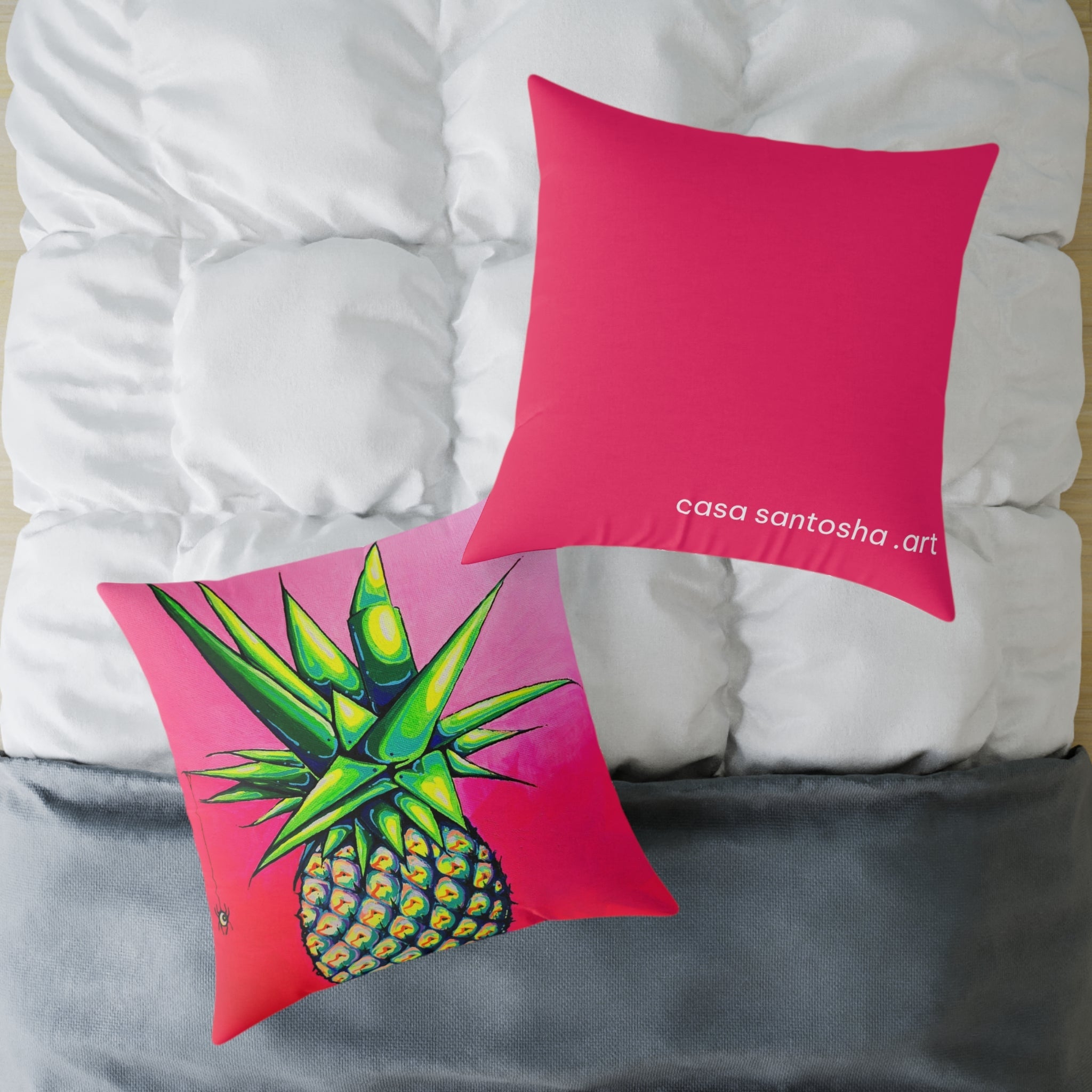 Neon Pineapple Art Canvas Decorative Pillow