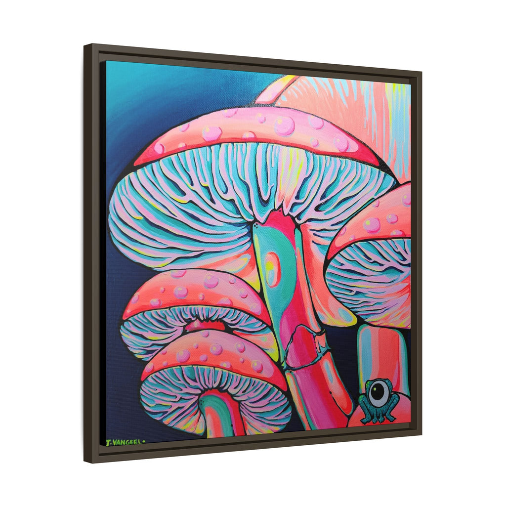 Framed Trippy Mushrooms Canvas Print