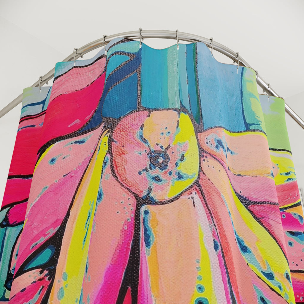 Neon Primitivo Bananas Pop Art Shower Curtain