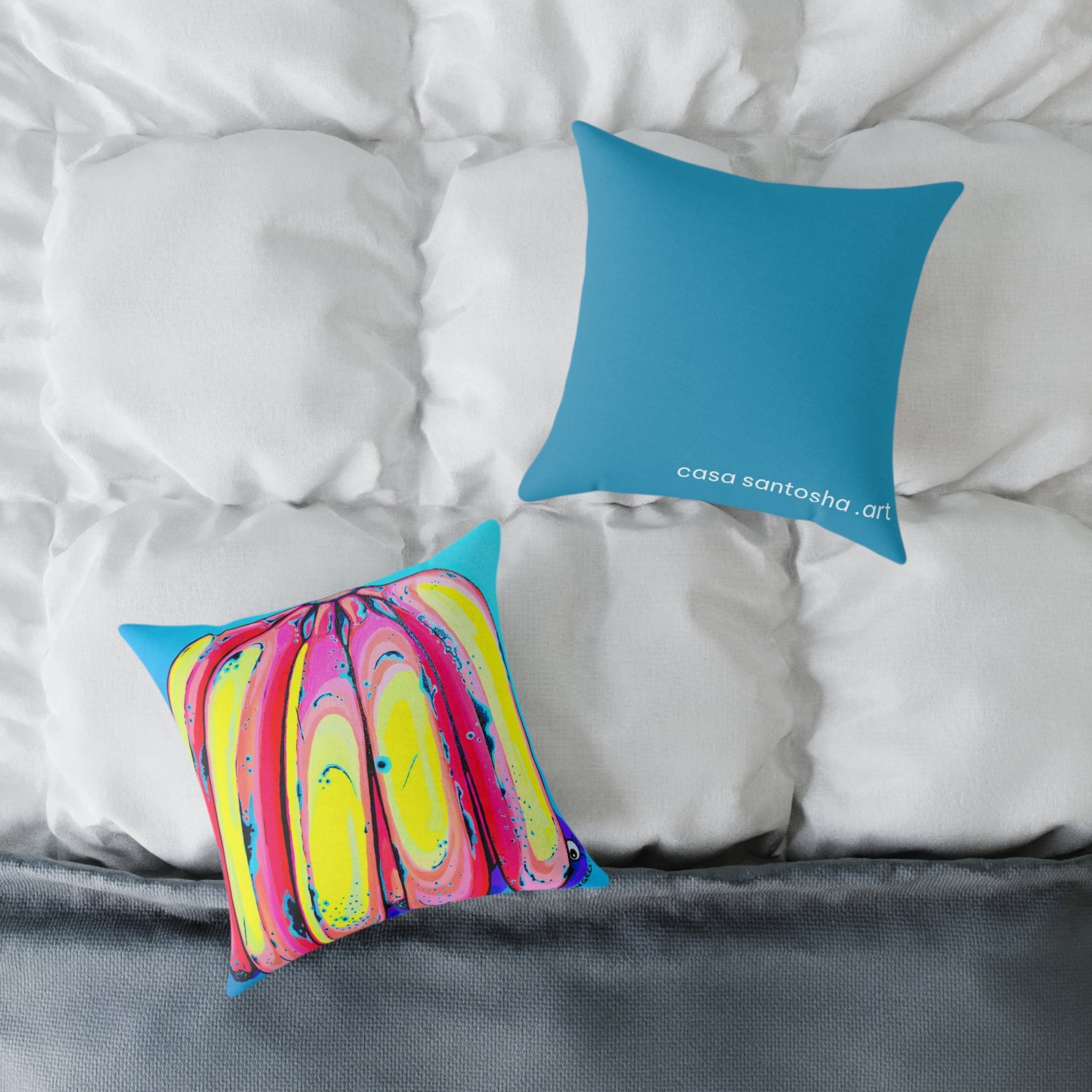 Neon Fat Bananas Art Canvas Decorative Pillow