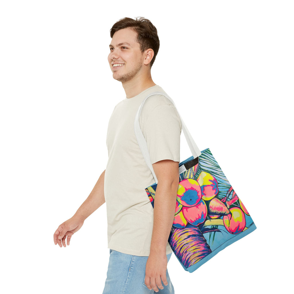 Premium Neon Coconuts Tote Bag, Original Artist Design, Reusable Shopping Tote, Eco-Friendly