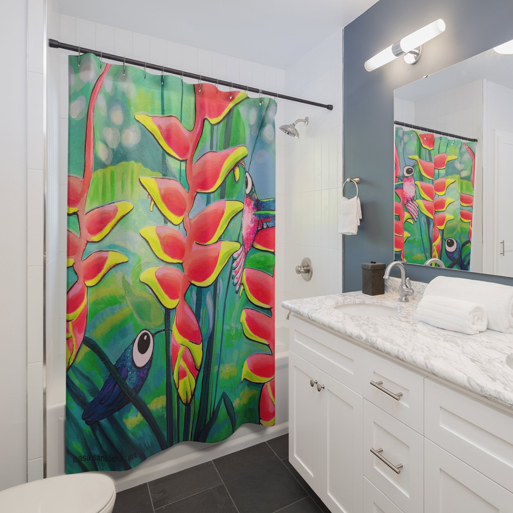 Cyclops Hummingbirds Pop Art Shower Curtain