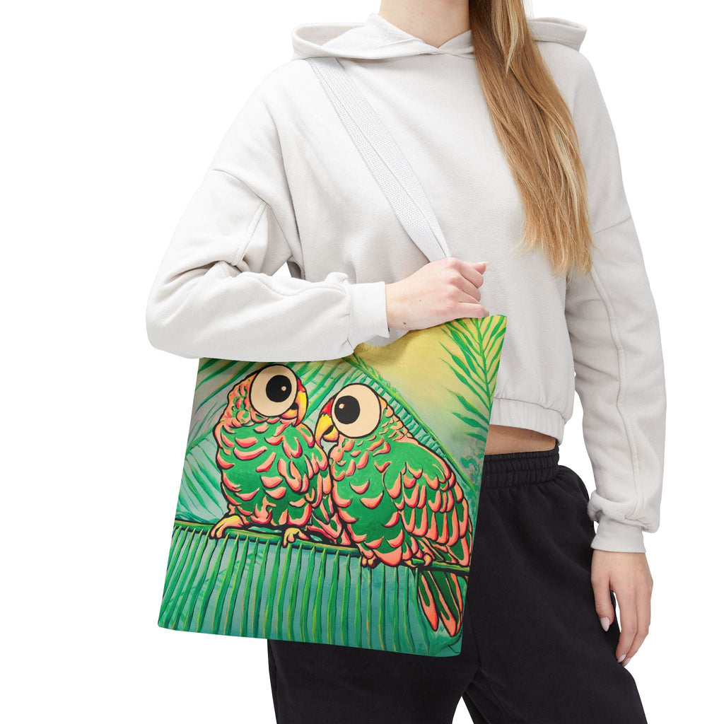 Premium Chatty Cyclops Parrots Tote Bag, Original Artist Design, Reusable Shopping Tote,  Eco-Friendly