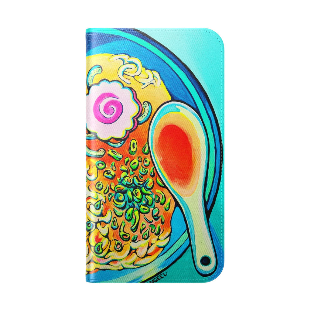 Neon Ramen Flip Phone Case – Wallet Cover with Card Slots