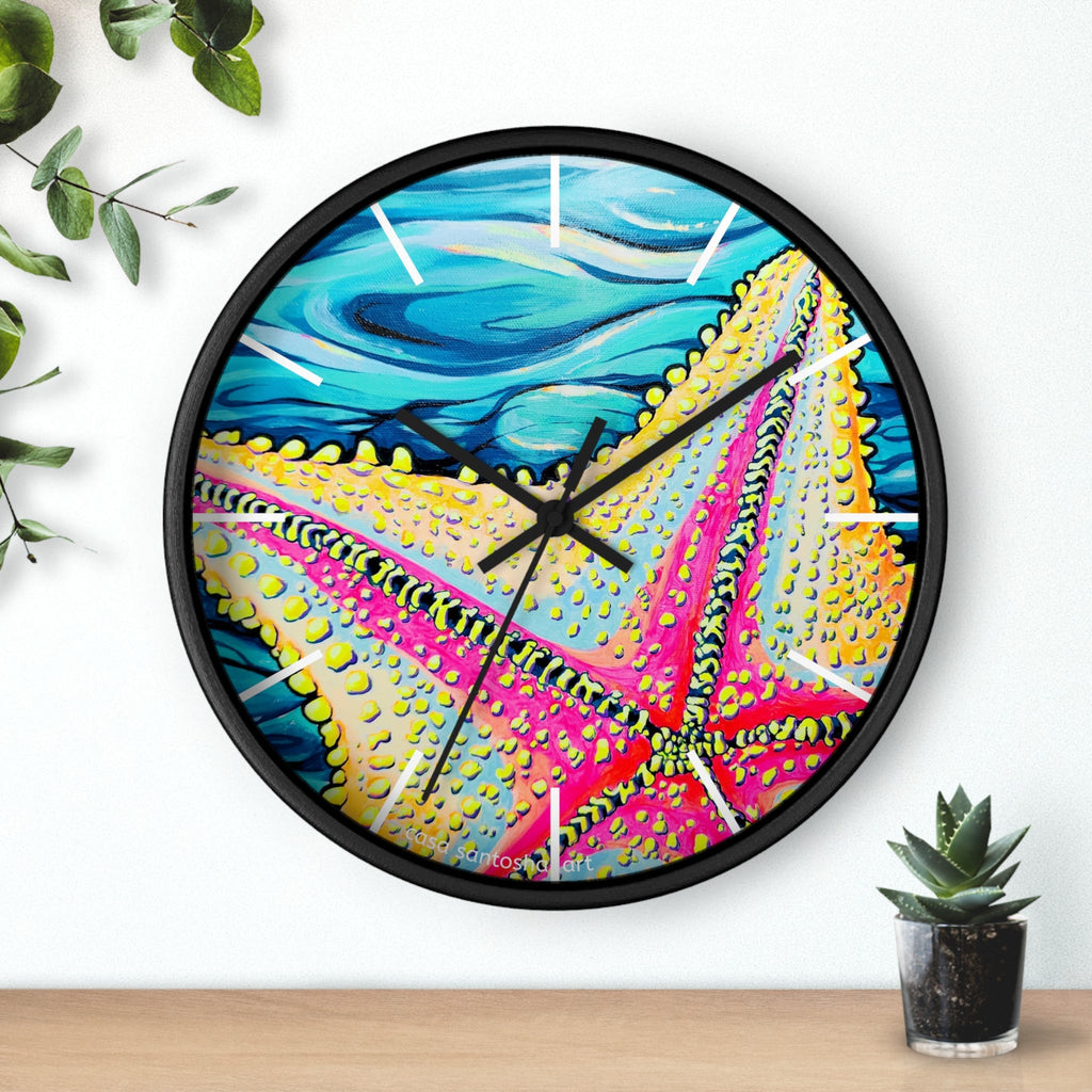 Starfish Beach Bocas Pop Art Wall Clock