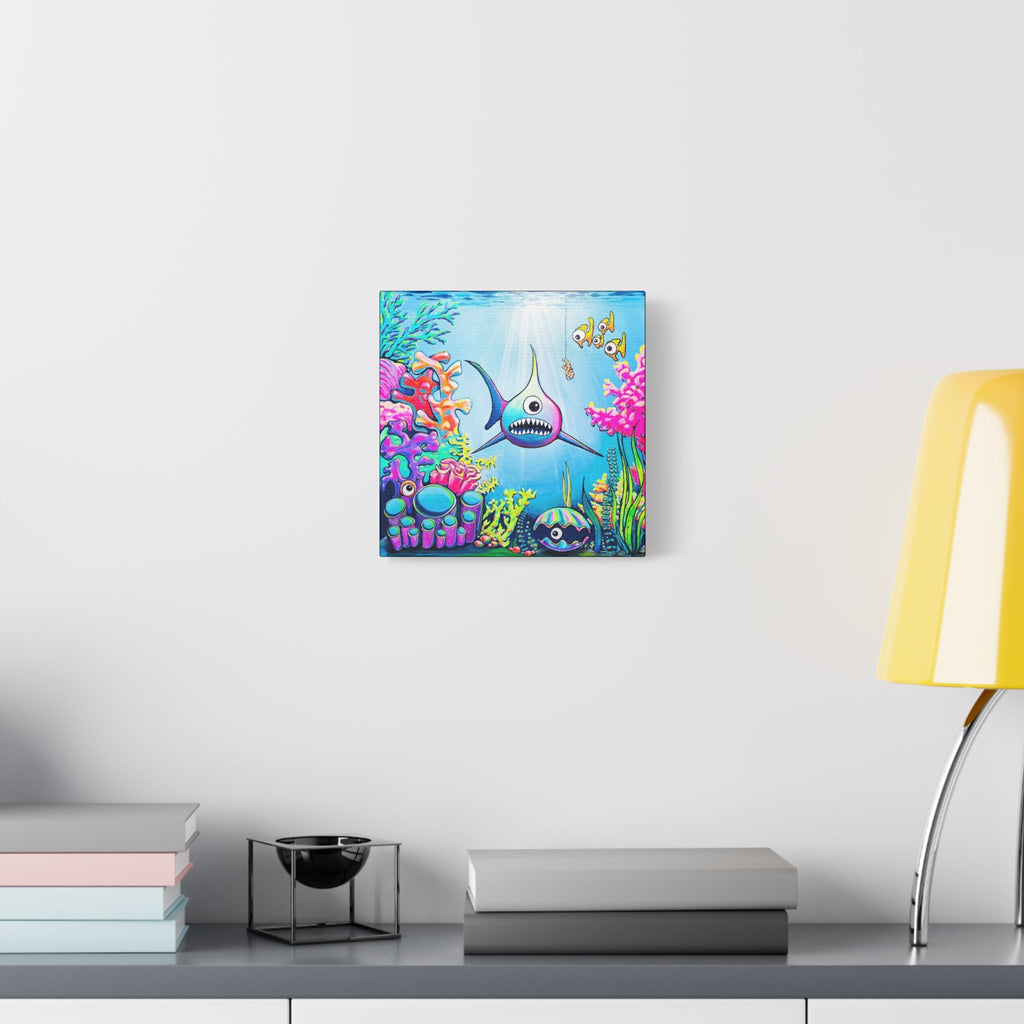 Cyclops Shark Original Canvas Art Print, Unique Home Decor, Wall Art