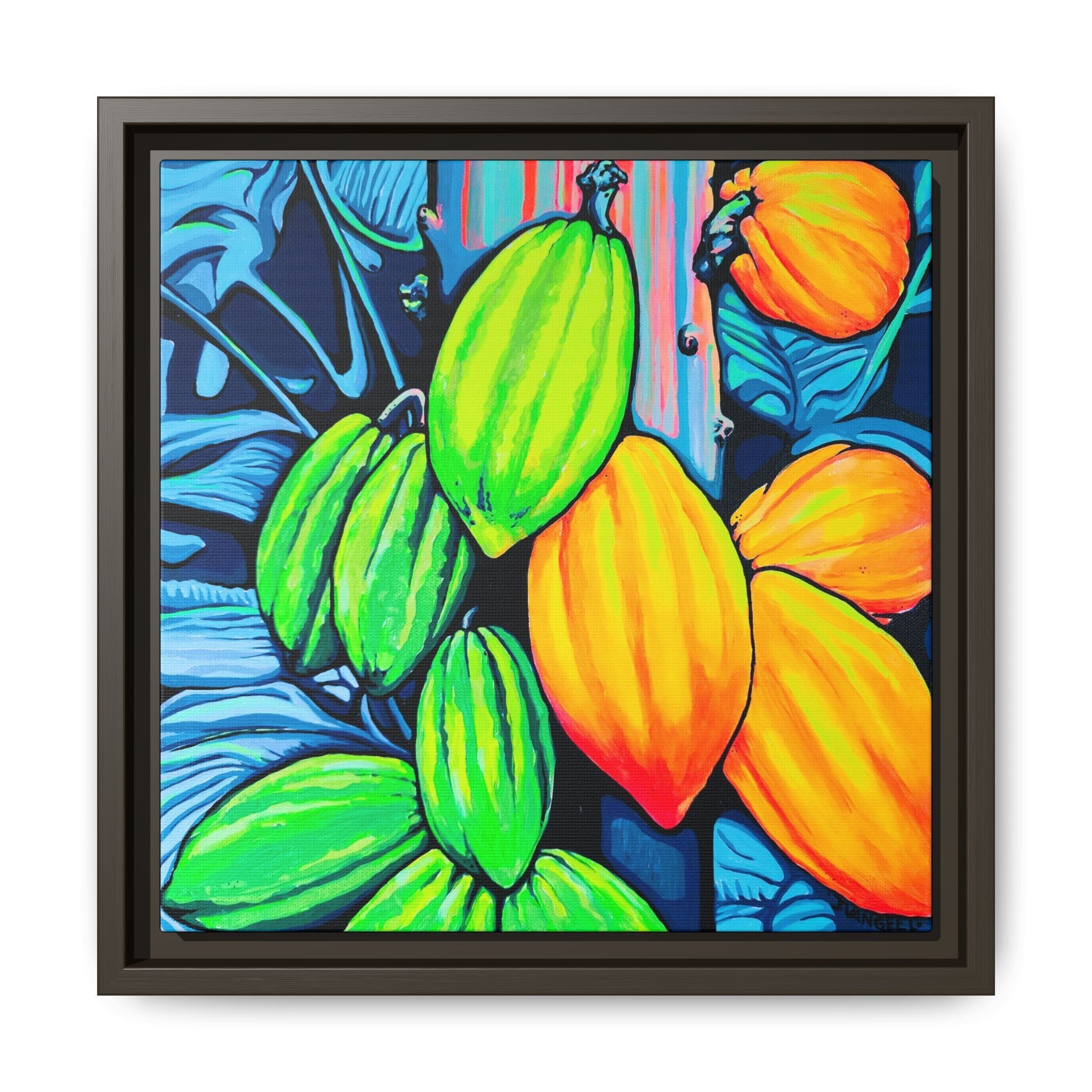 Framed Neon Cacao Canvas Print