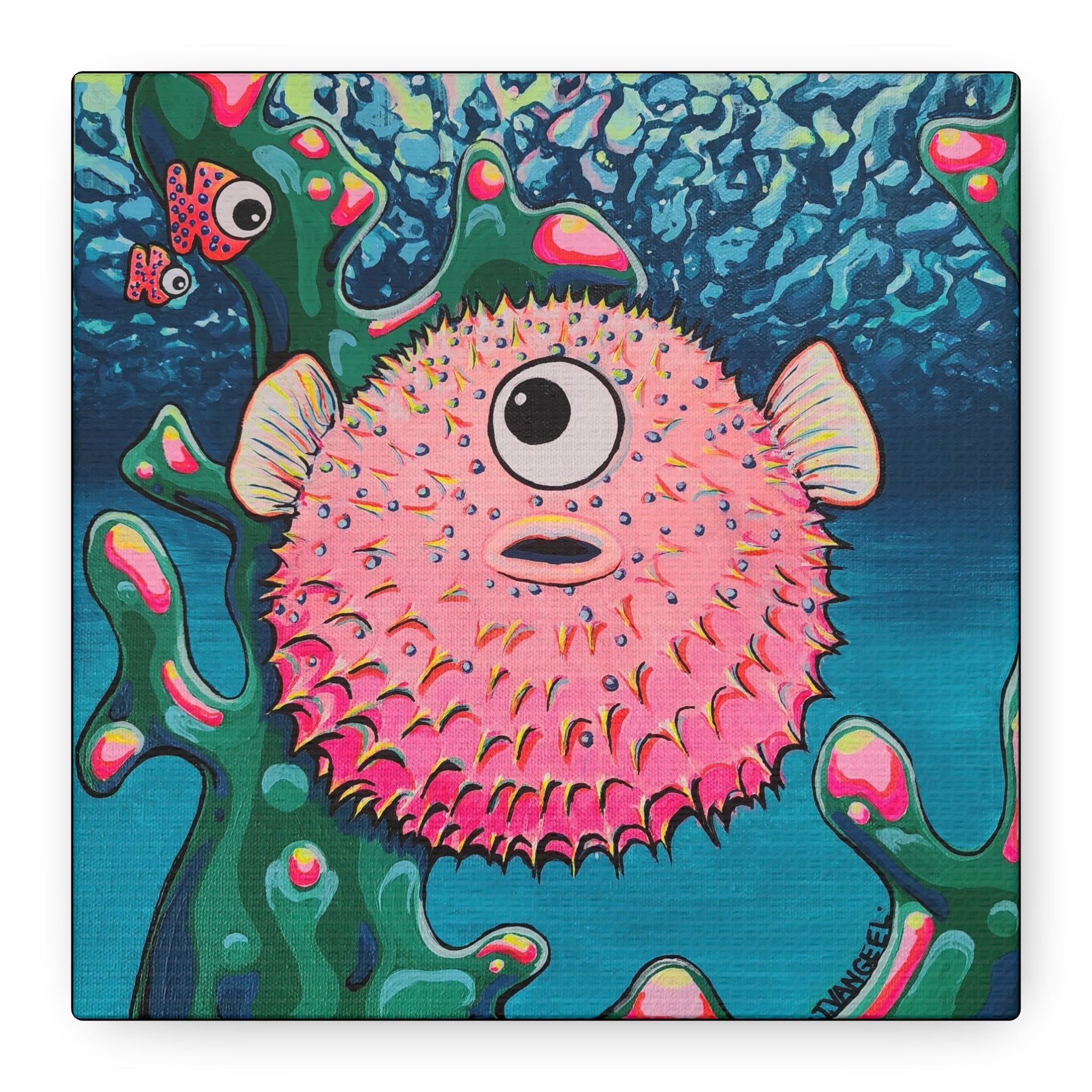 Cyclops Pufferfish Canvas Print, Home Decor Wall Art