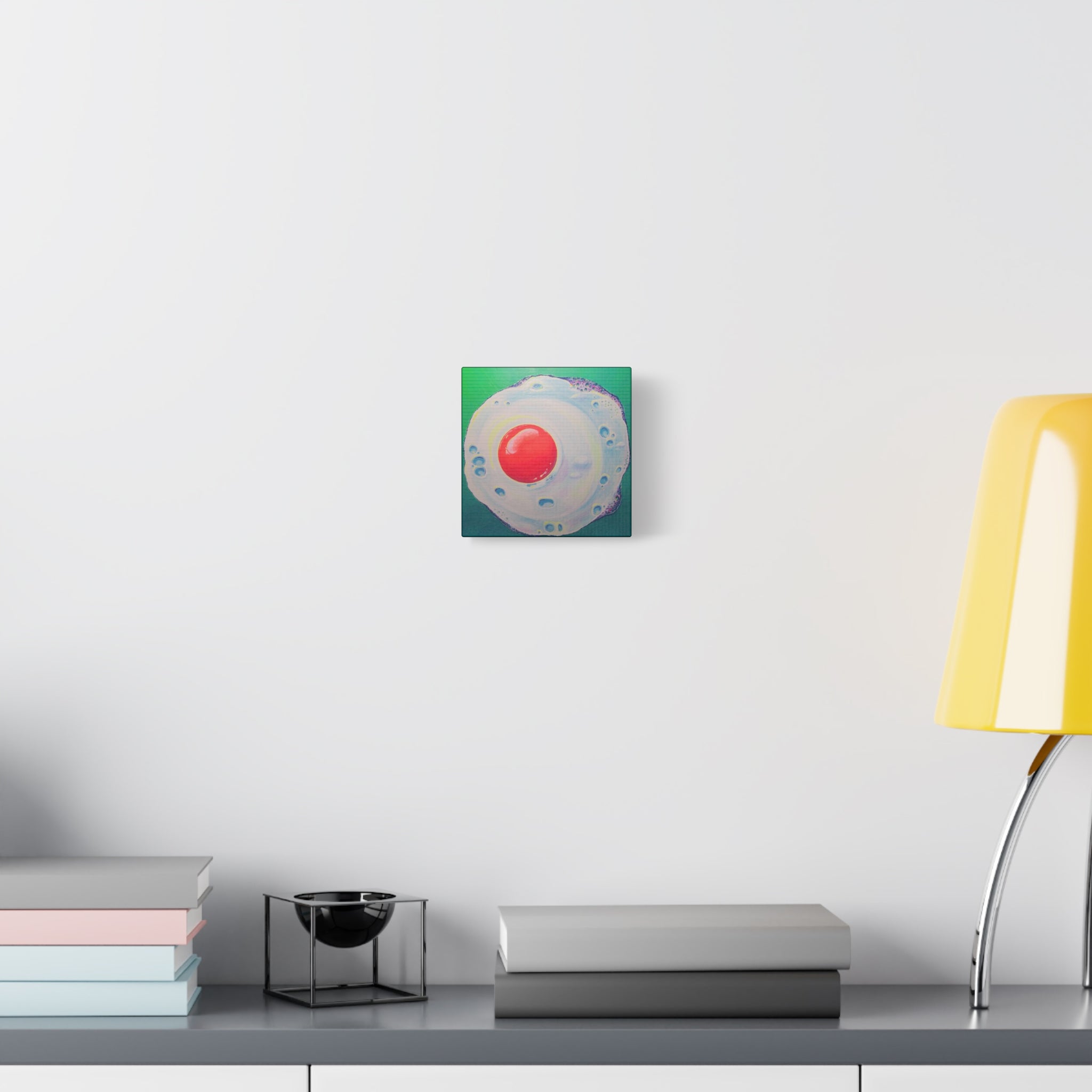 Neon Fried Egg Original Canvas Art Print, Wall Art Decor