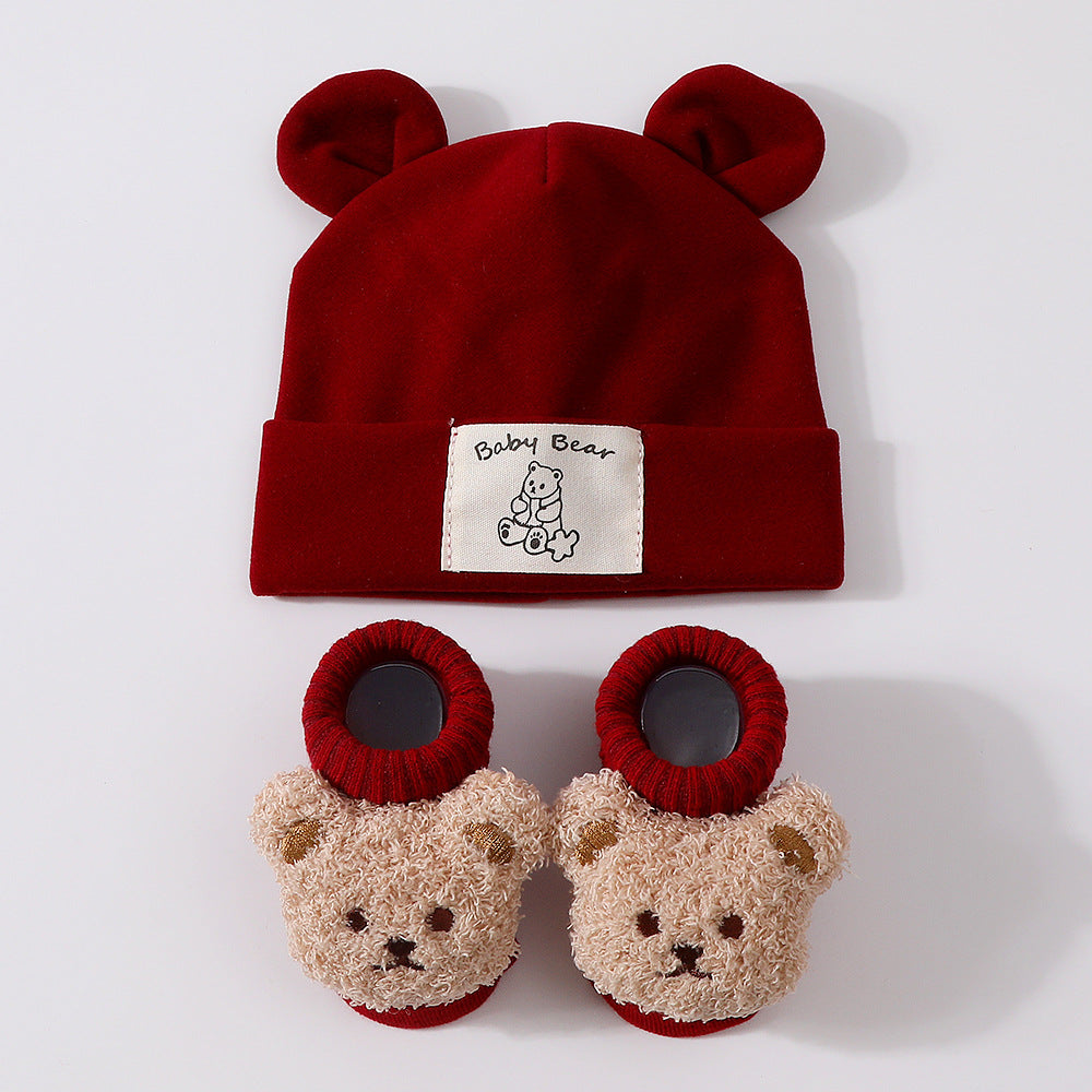 Baby Rabbit Ear Cap and Knitted Socks Set