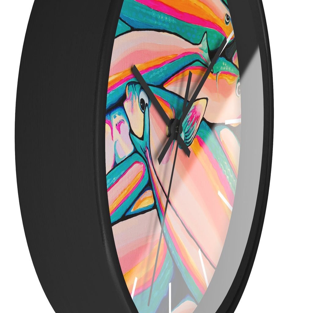 Neon Fish Pop Art Wall Clock