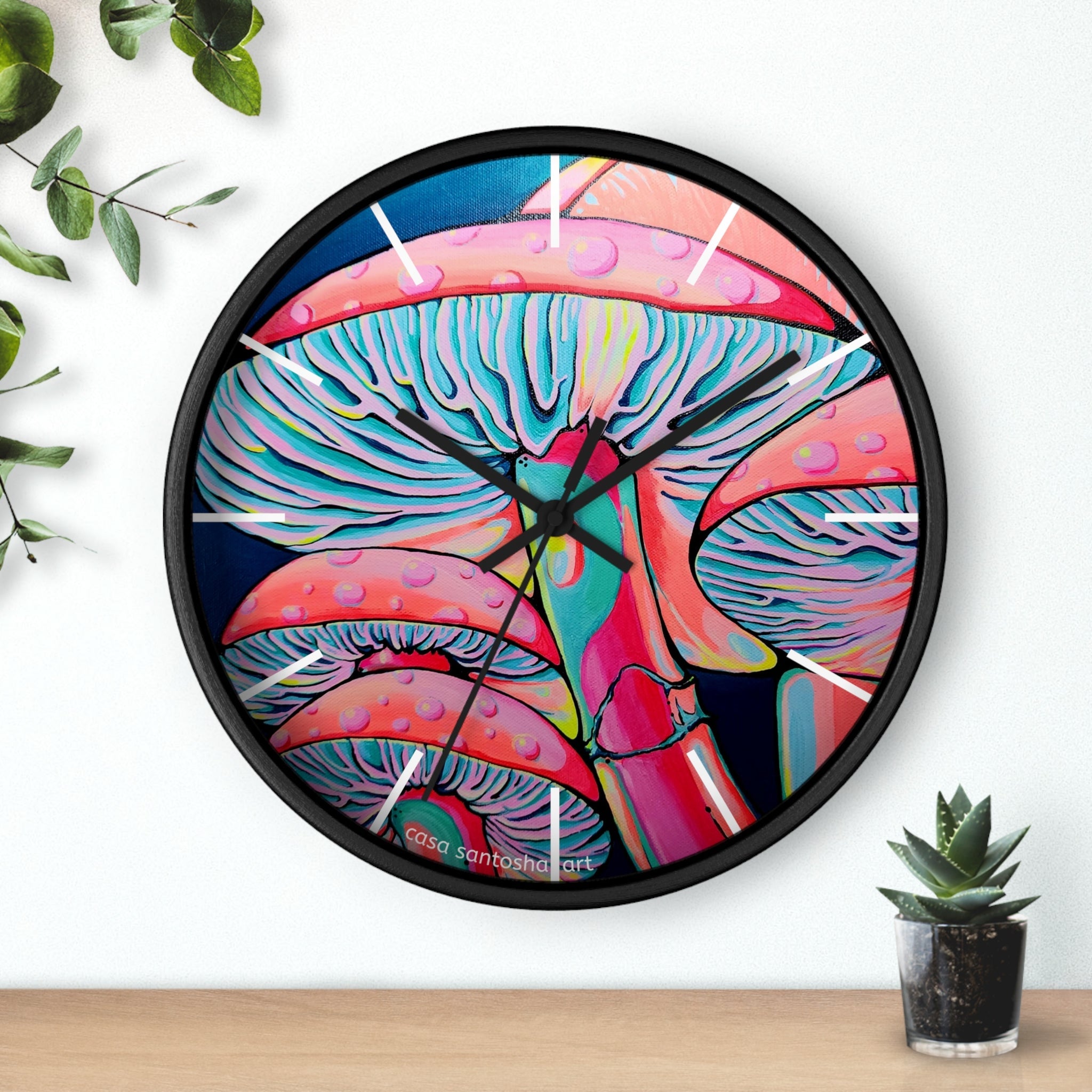 Trippy Mushrooms Pop Art Wall Clock