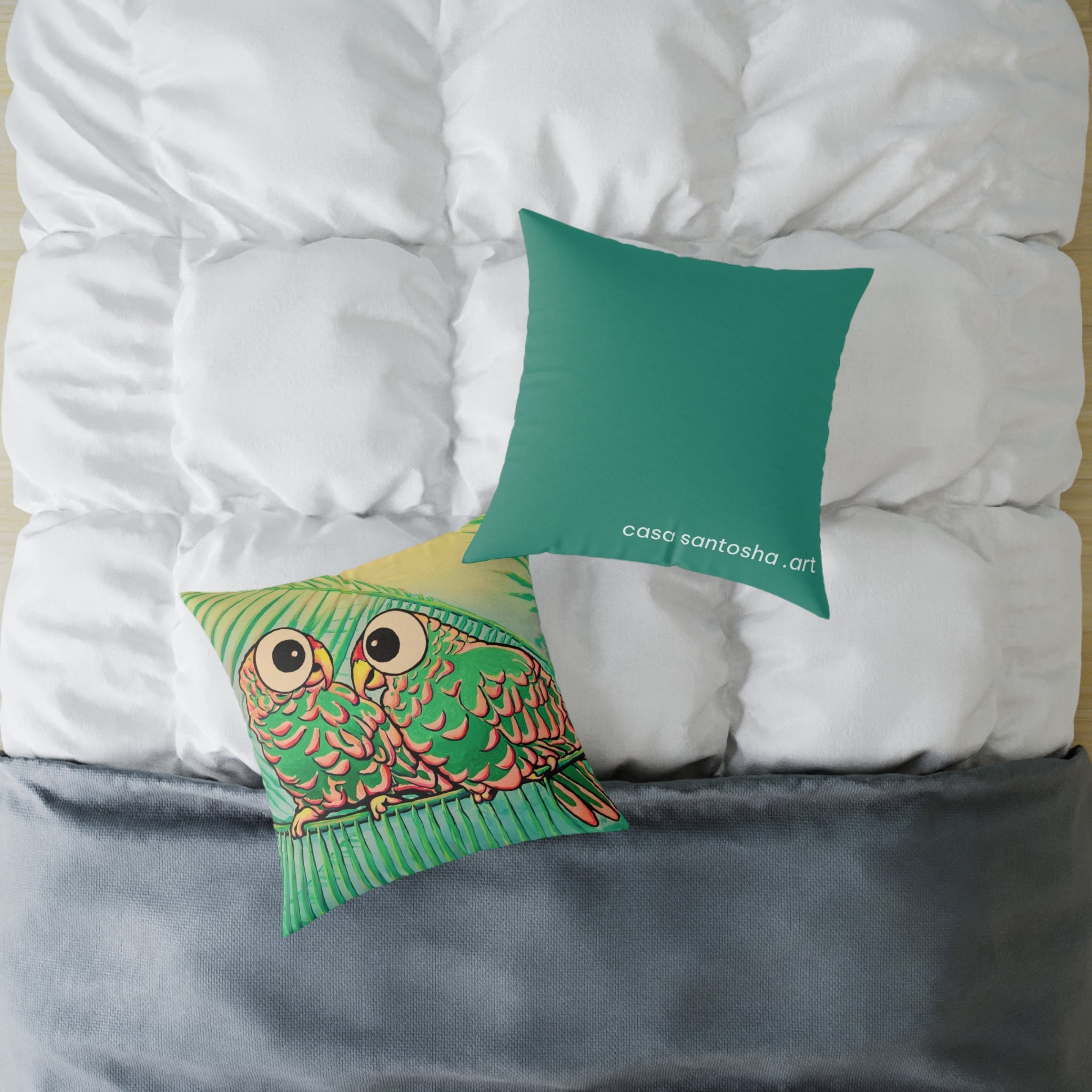 Chatty Cyclops Parrots Art Canvas Decorative Pillow