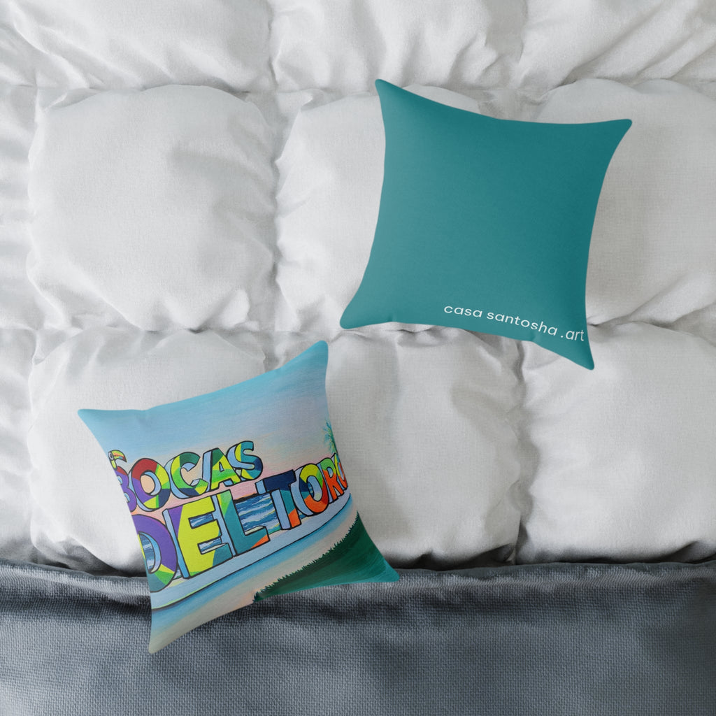 Bocas Del Toro Sign Art Canvas Decorative Pillow