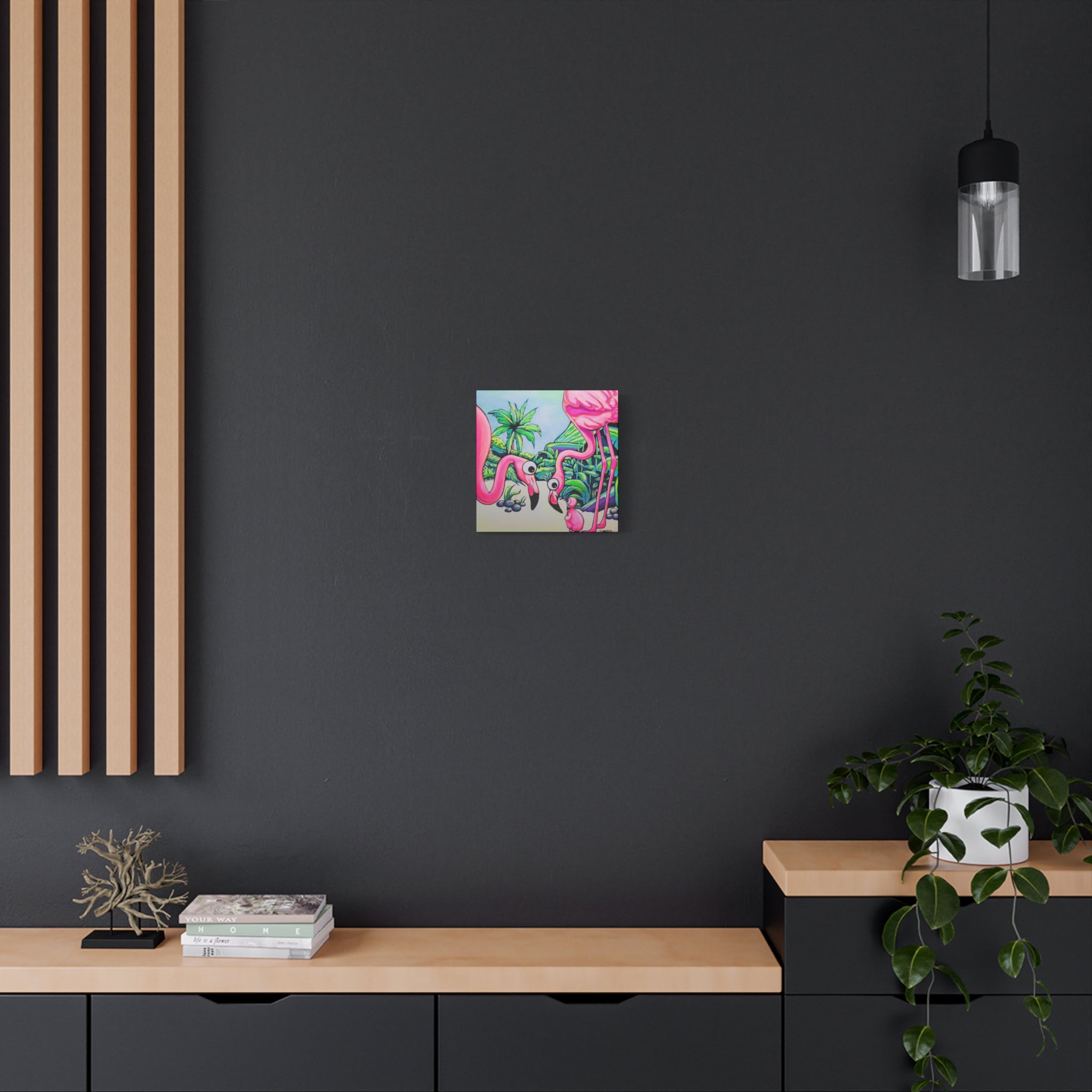 Cyclops Flamingo Family Canvas Art Print, Original Artist Design, Unique Wall Decor