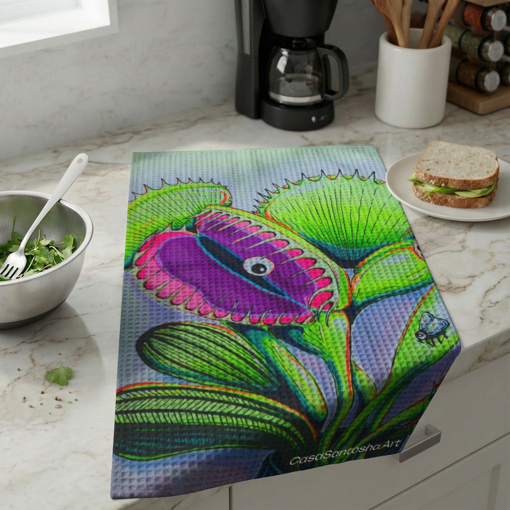 Cyclops Venus Fly Trap Waffle Weave Kitchen Hand Towel