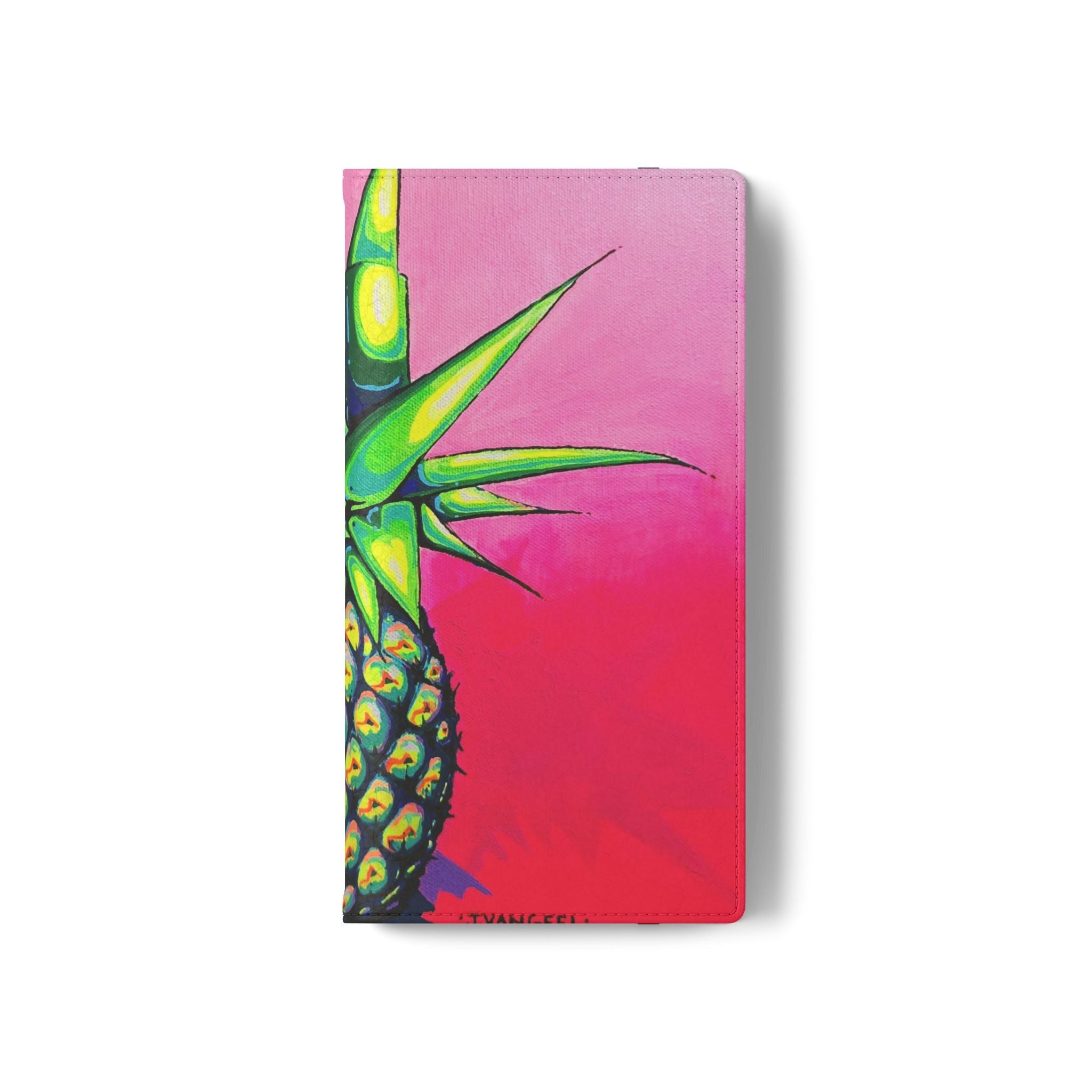 Neon Pineapple Flip Phone Case – Wallet Cover with Card Slots