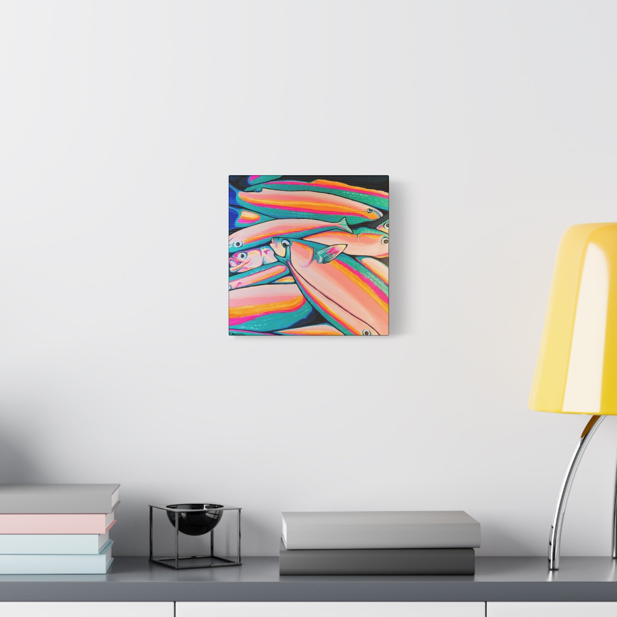 Neon Fish Canvas Print, Original Artist Design, Home Decor Wall Art