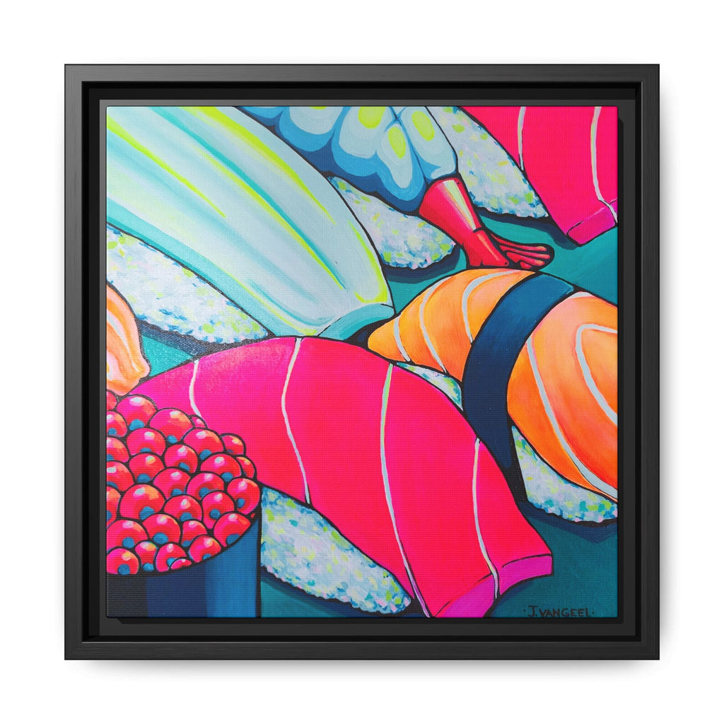Framed Neon Sushi Canvas Print