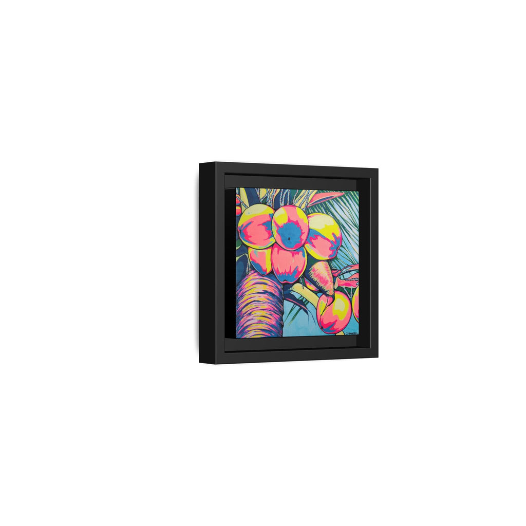 Framed Neon Coconuts Canvas Print