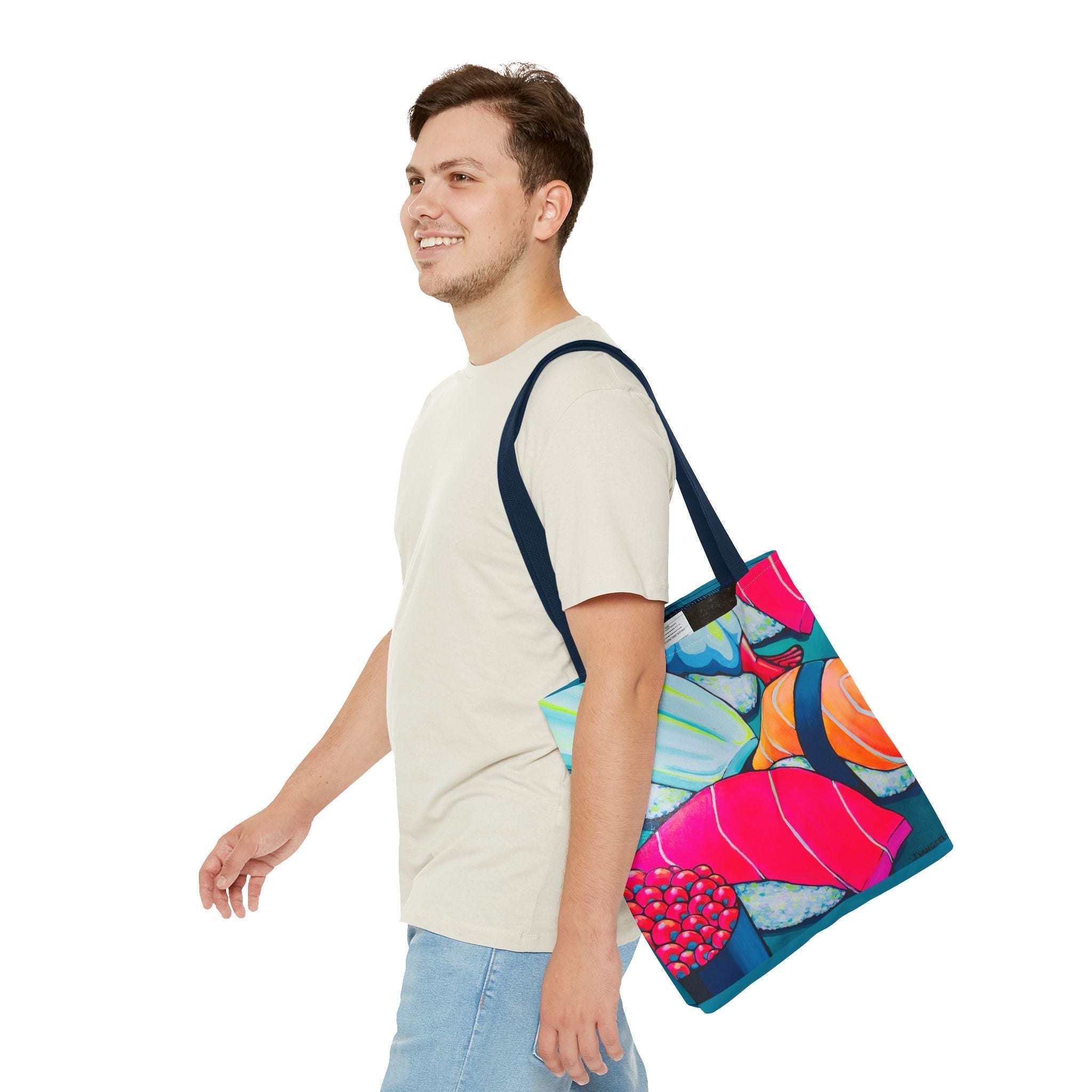 Premium Neon Sushi Tote Bag, Original Artist Design, Reusable Shopping Tote, Eco-Friendly