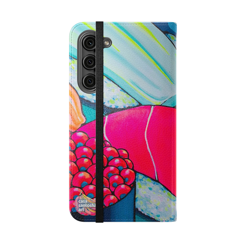 Neon Sushi Flip Phone Case – Wallet Cover with Card Slots