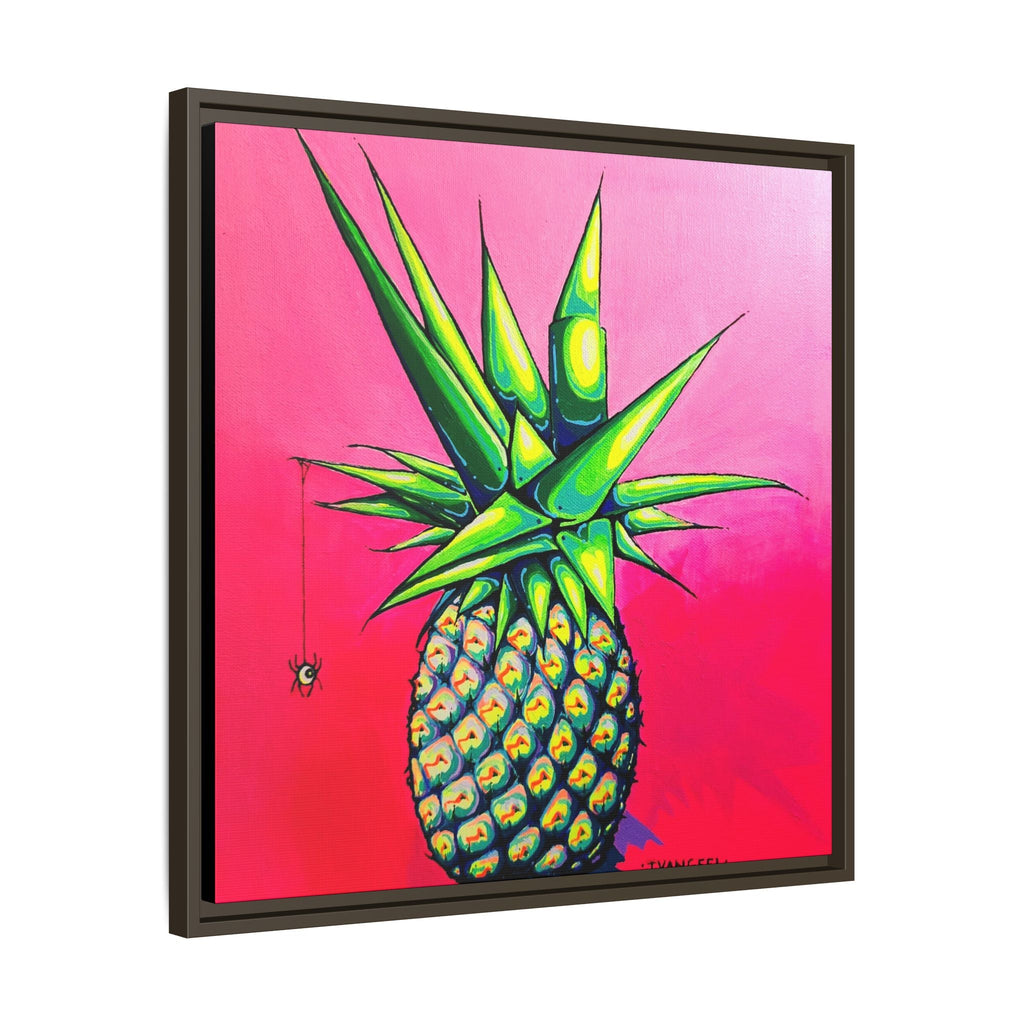 Framed Neon Pineapple Canvas Print